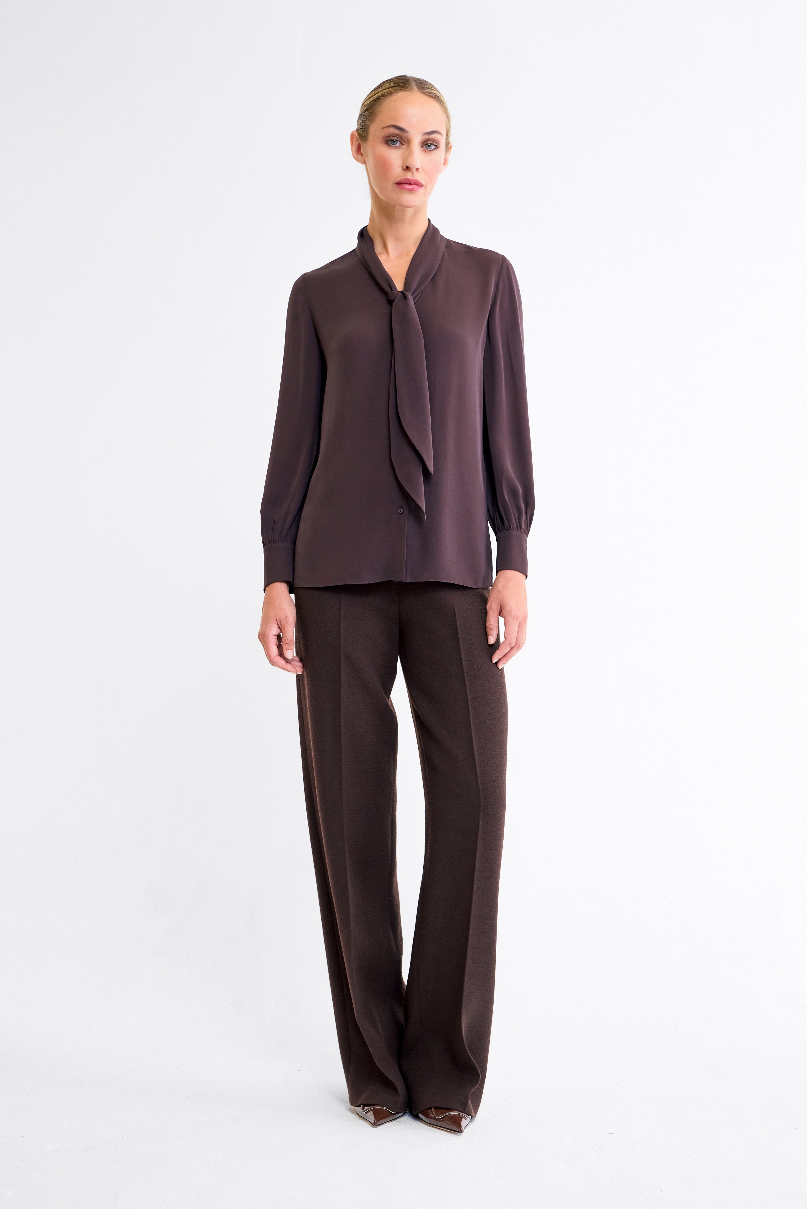 Indy Silk Blouse in Espresso