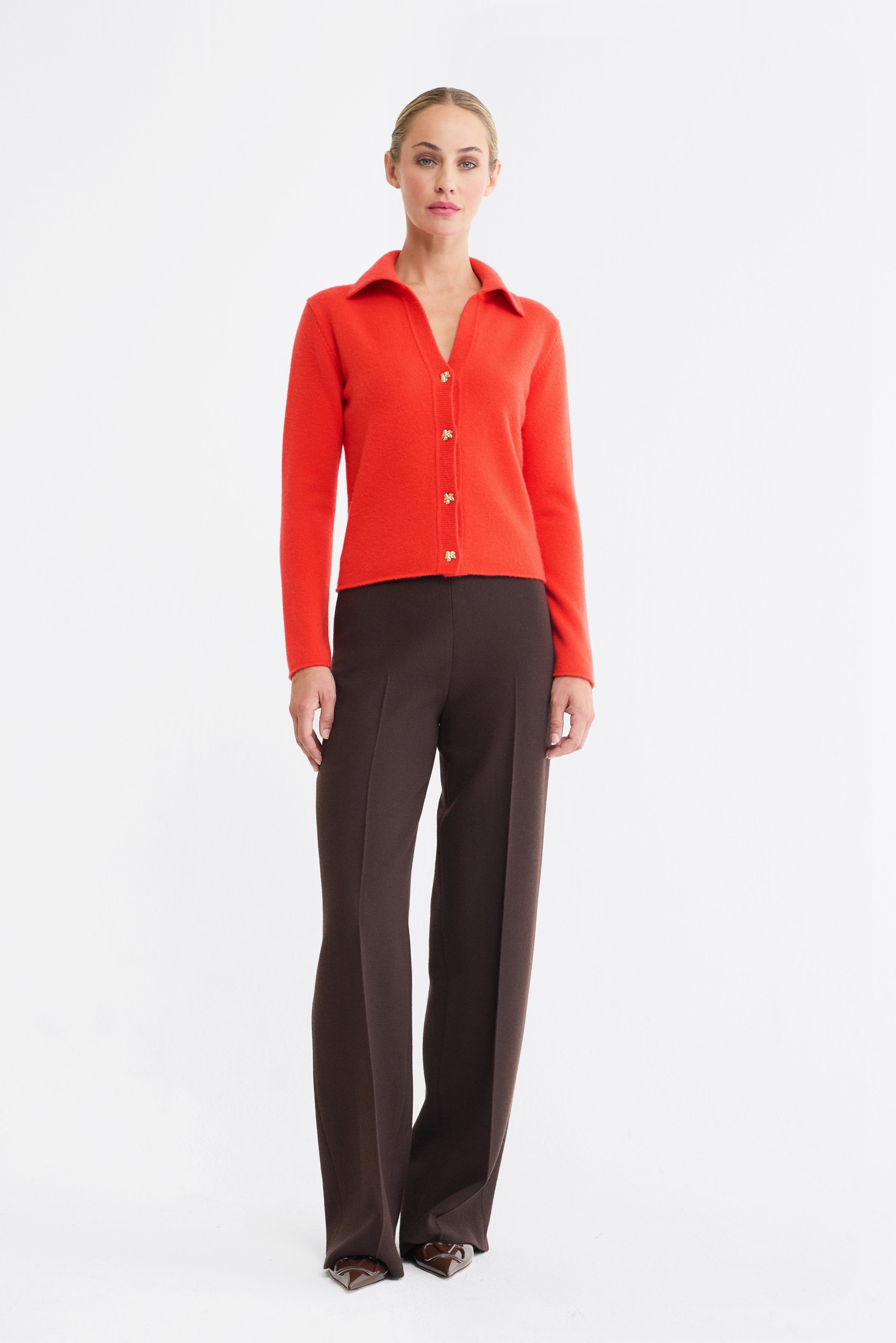 Iris Cashmere Cardigan in Orange