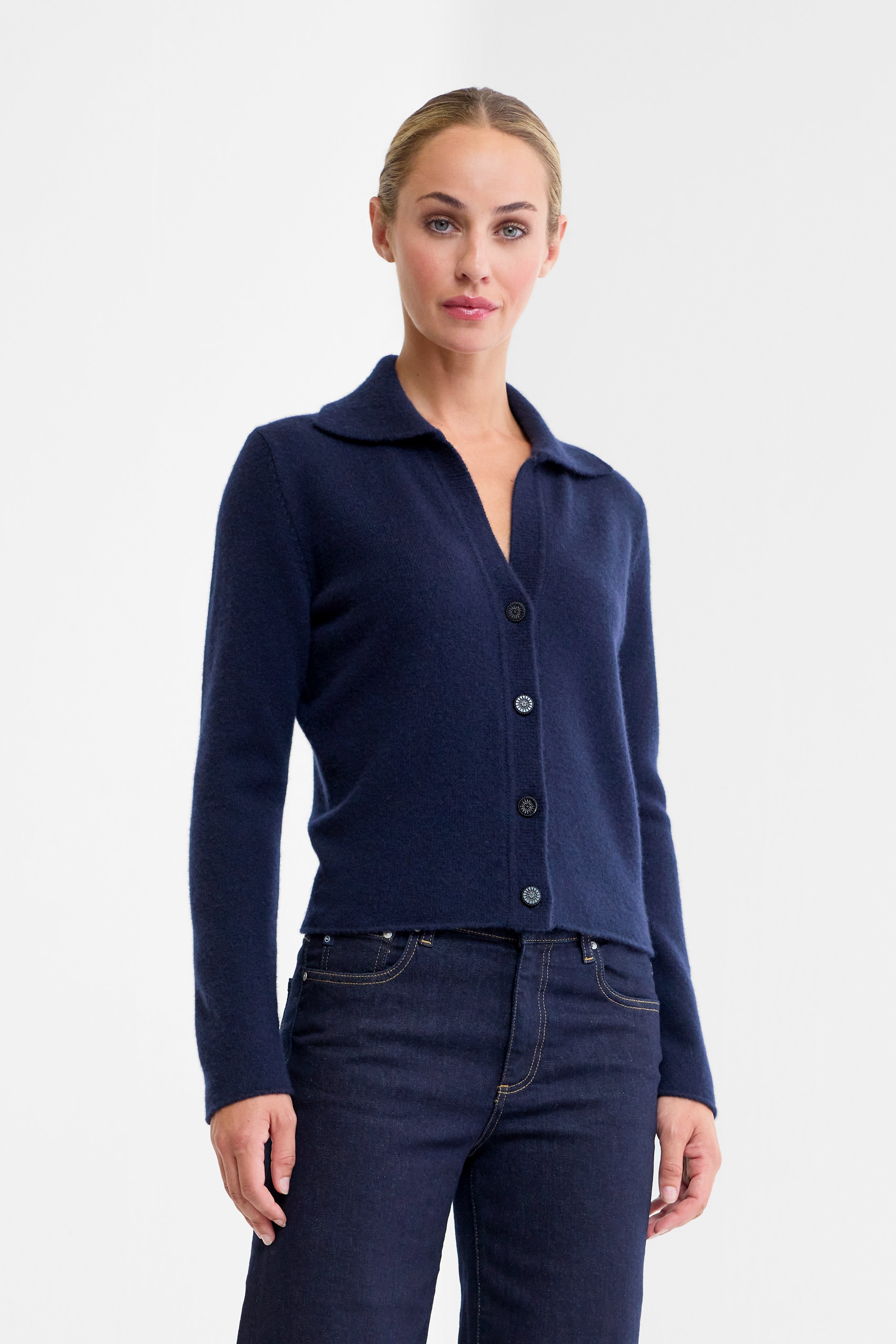 Iris Cashmere Cardigan in Navy