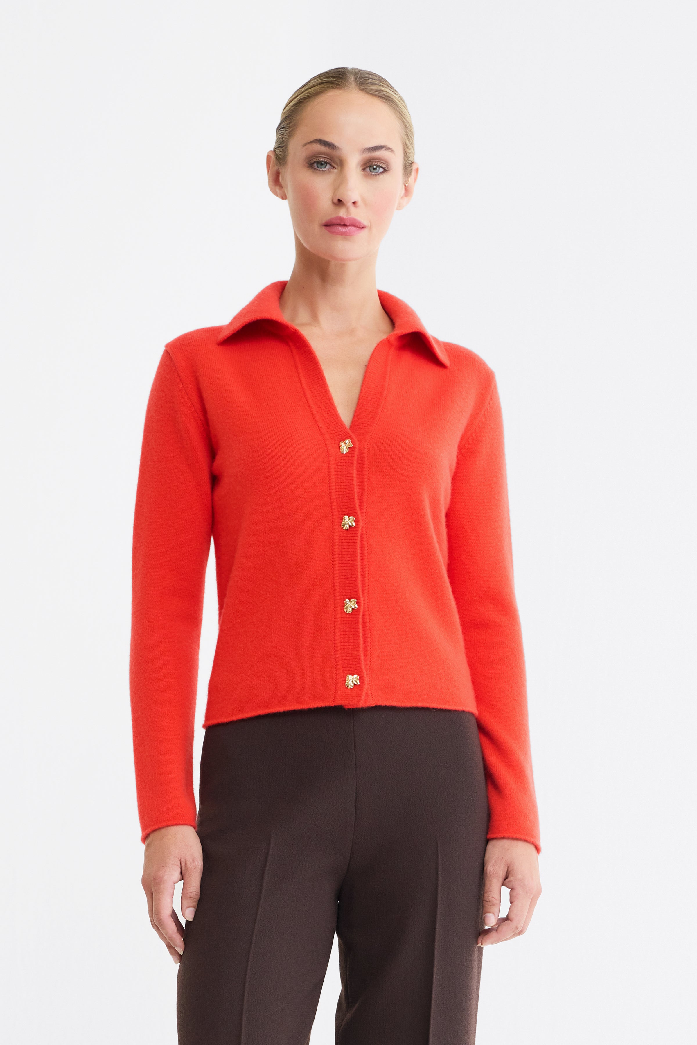 Iris Cashmere Cardigan in Orange