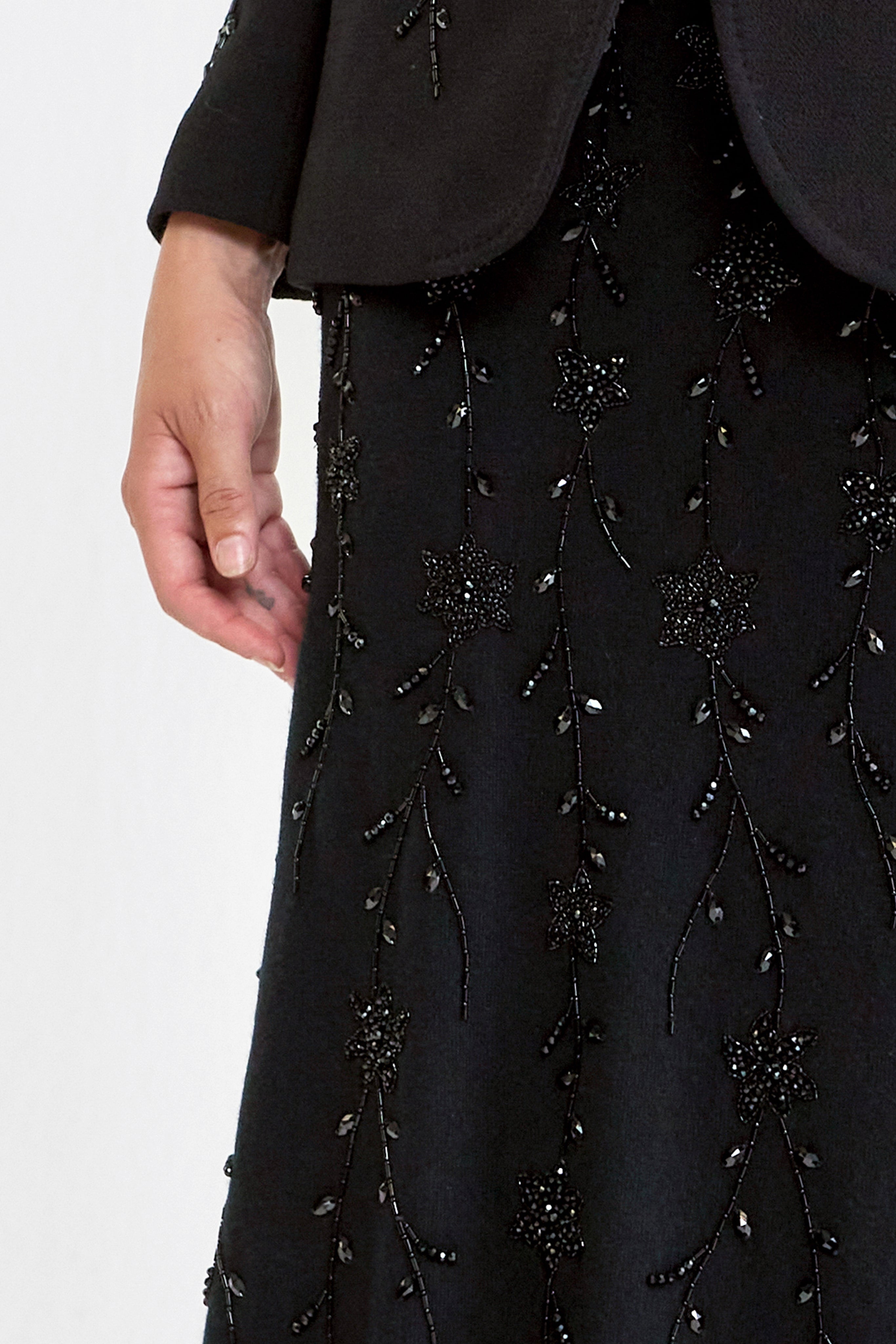 Jane Beaded Cashmere Midi Skirt