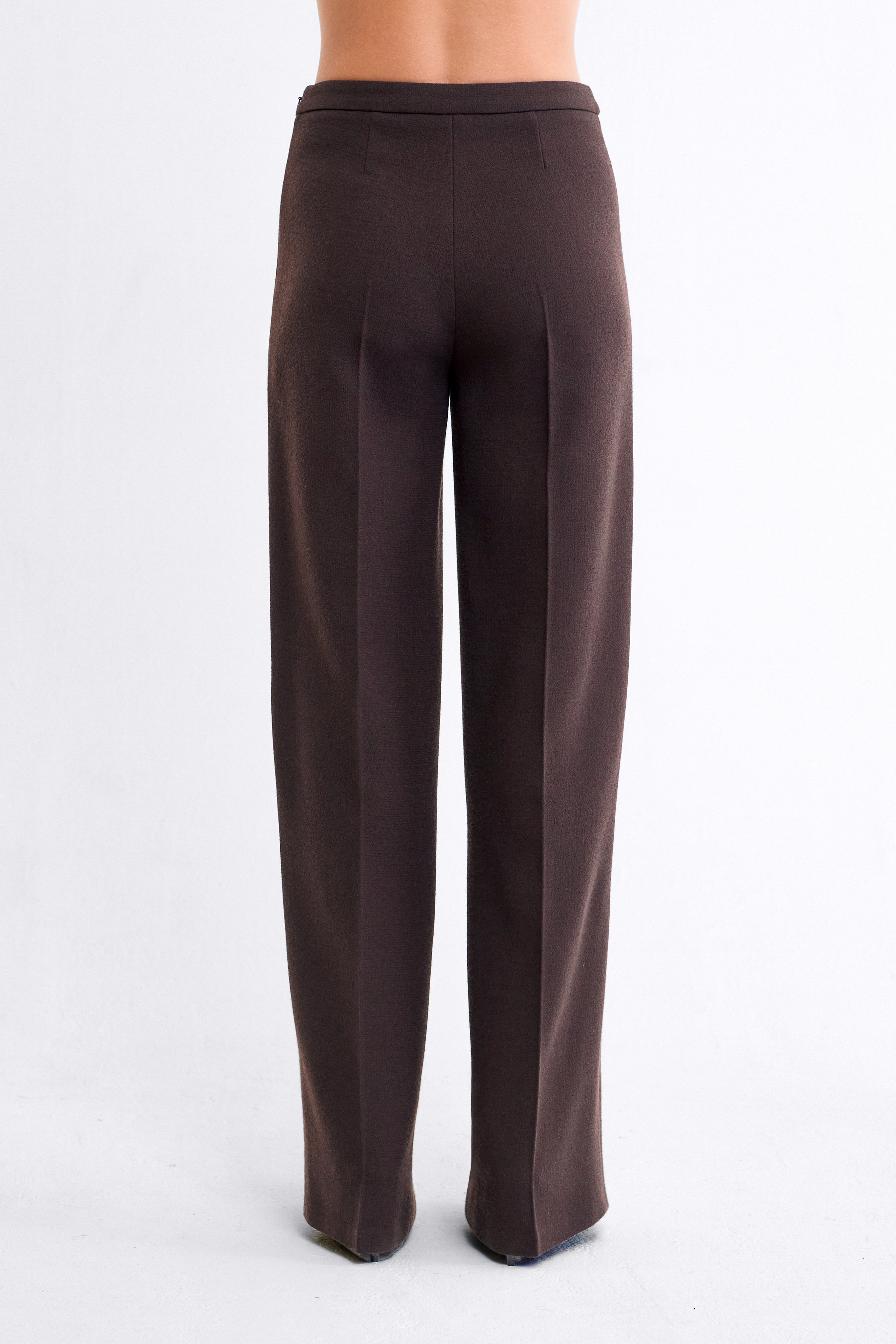 Julie Wool Wide-Leg Trousers in Espresso