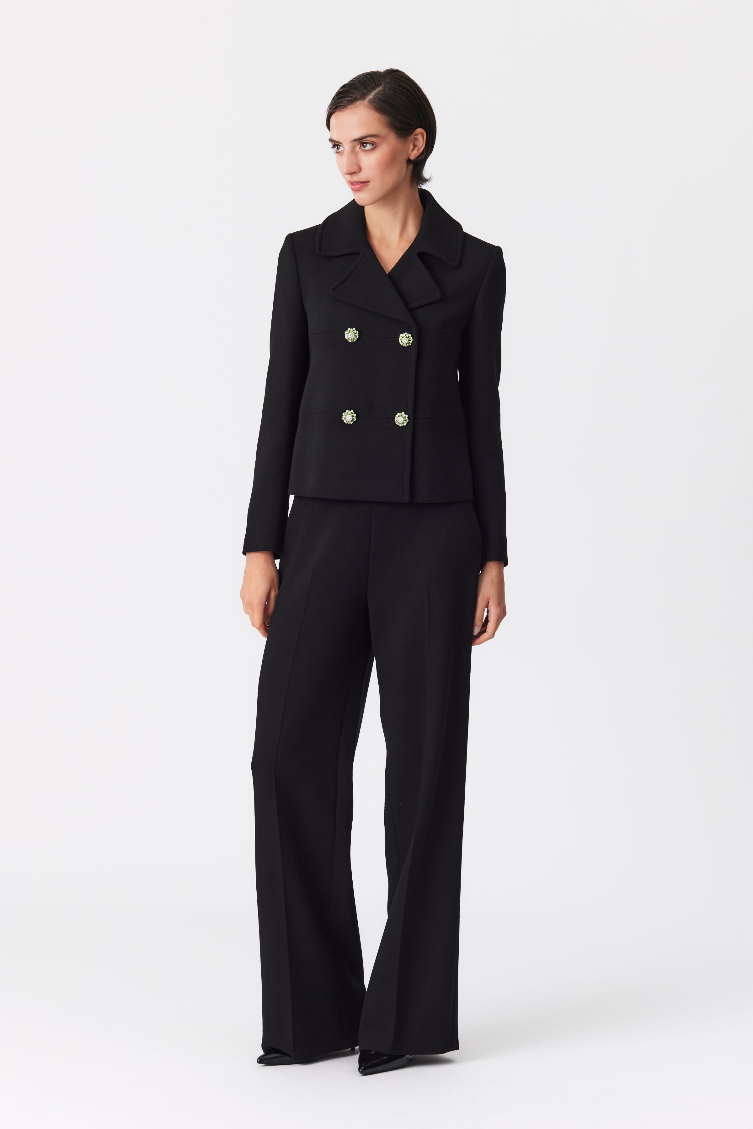 Fleur Black Double-Breasted Wool Jacket