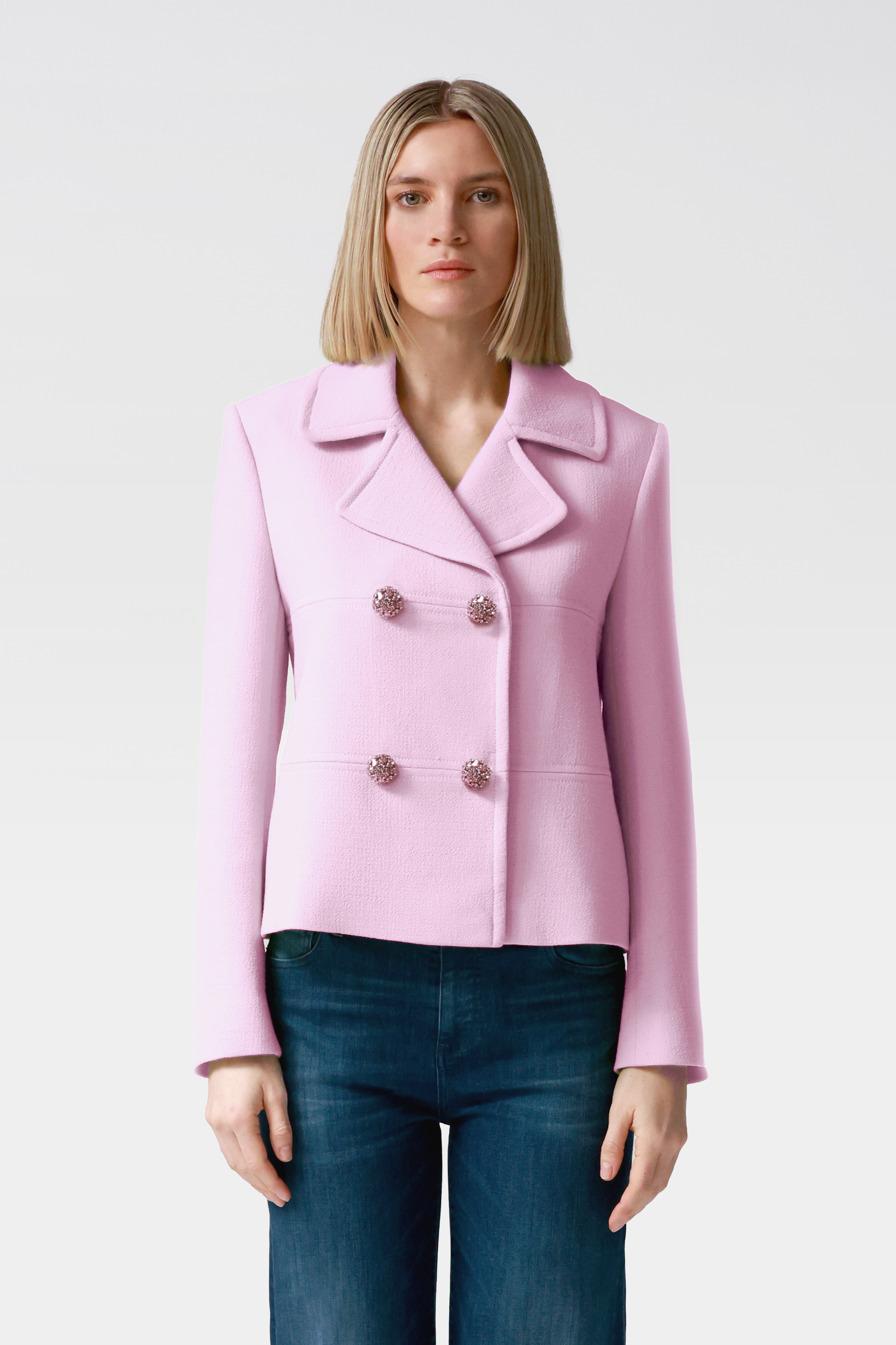 Fleur Double-Breasted Wool Jacket in Lime