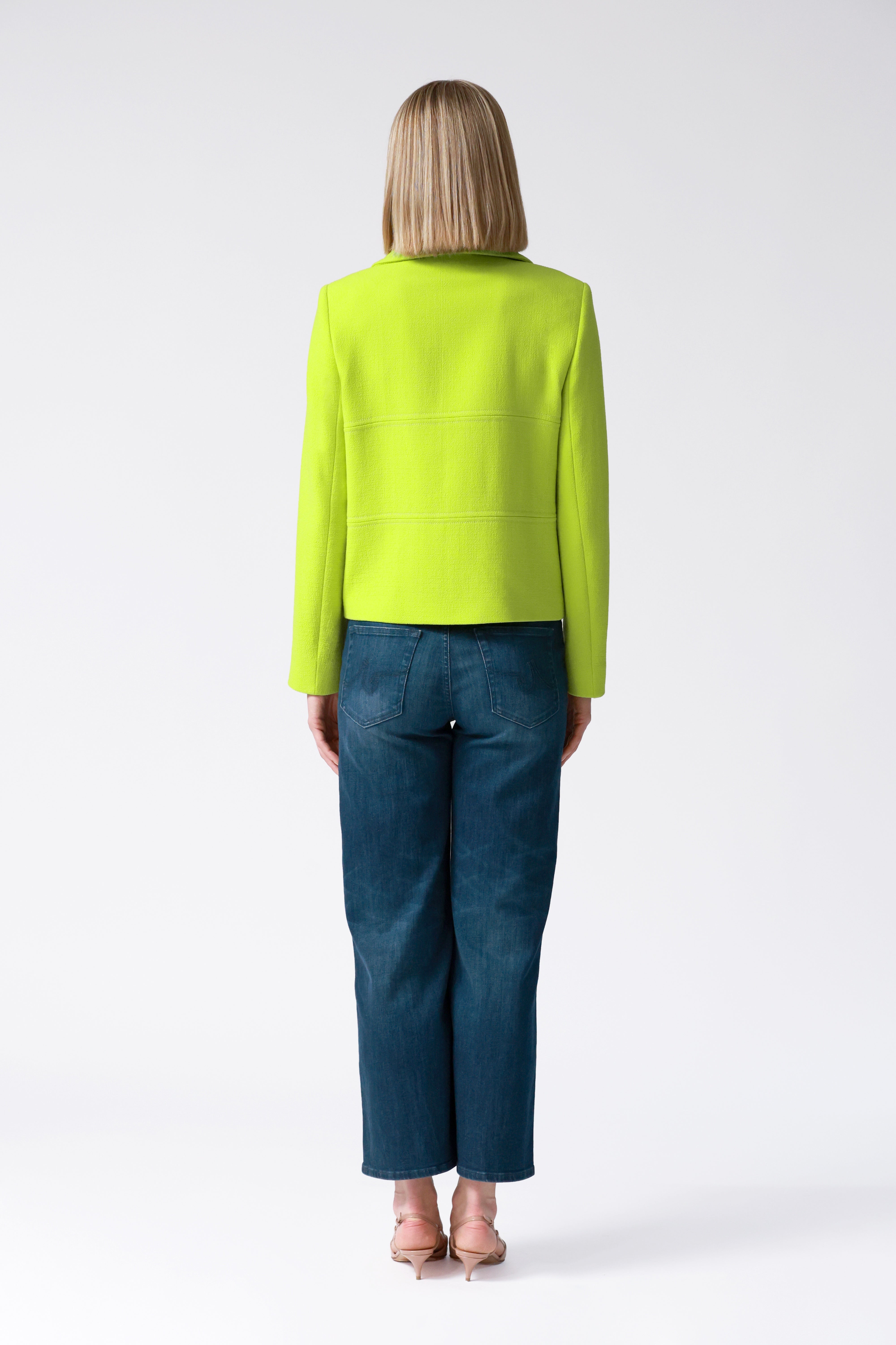 Fleur Double-Breasted Wool Jacket in Lime