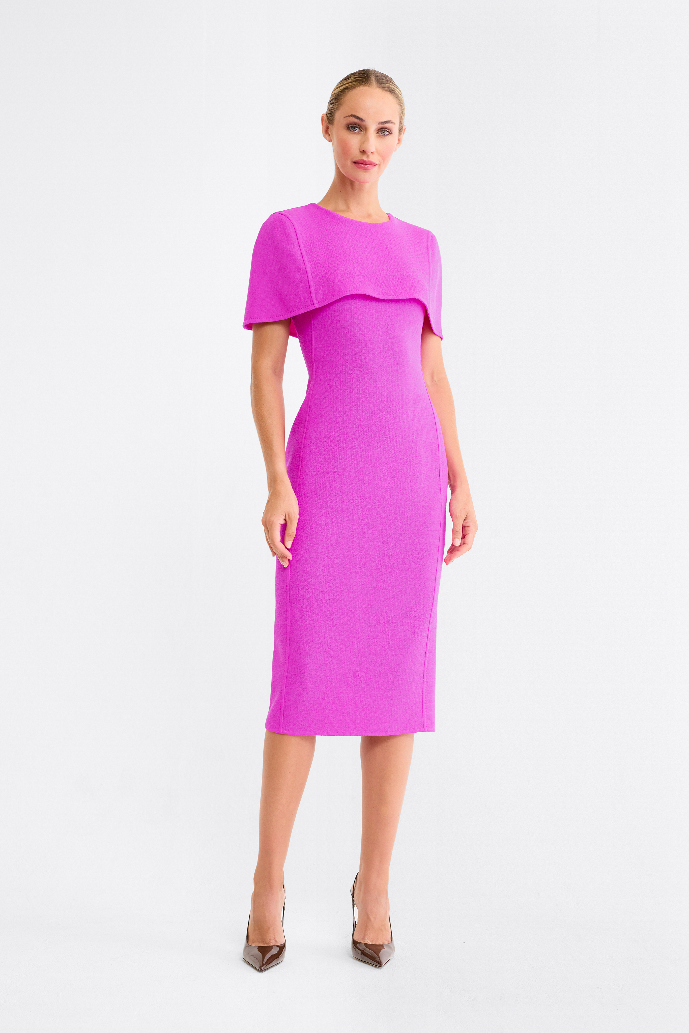 Liza Mini Cape Dress in Orchid Pink
