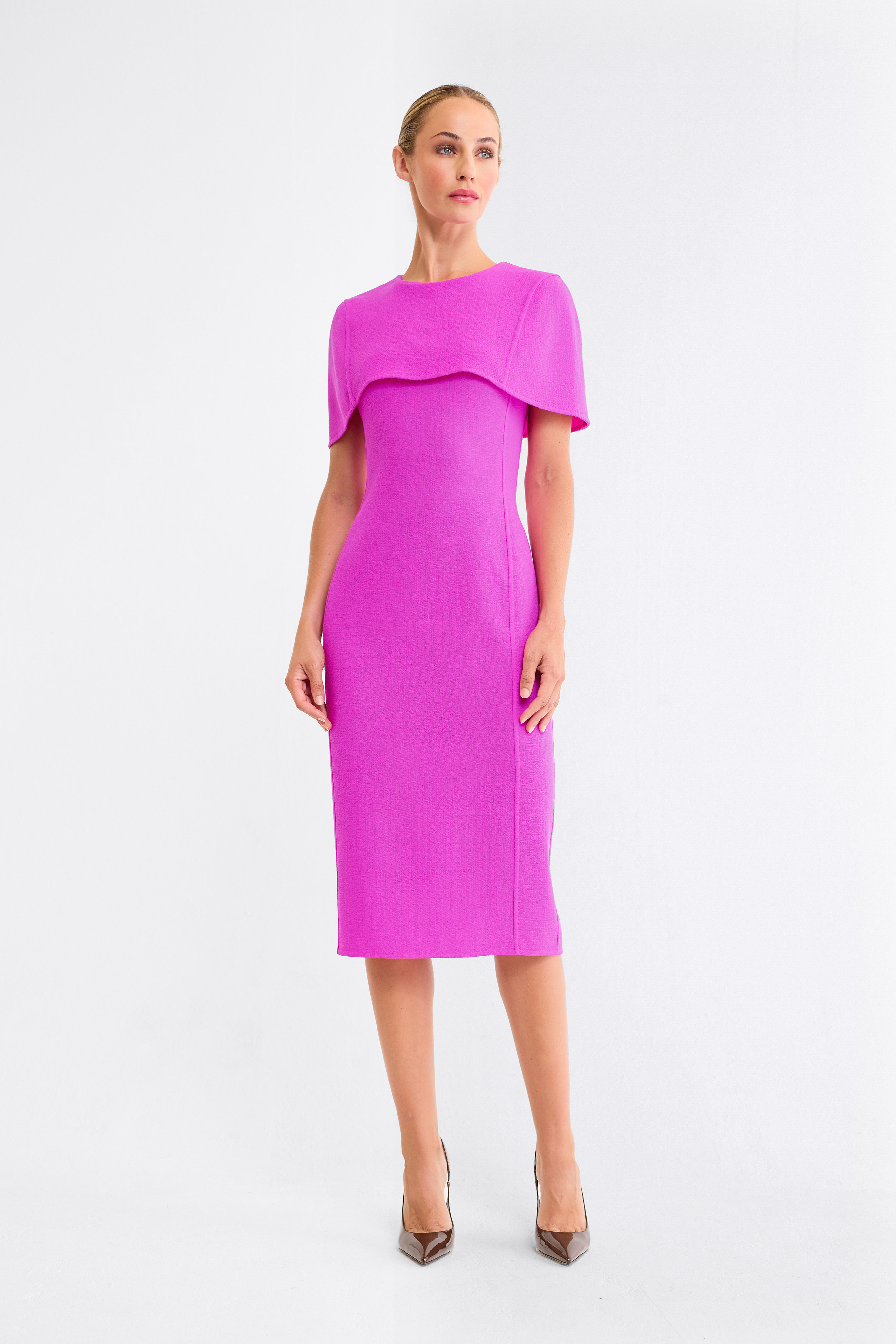 Liza Mini Cape Dress in Orchid Pink