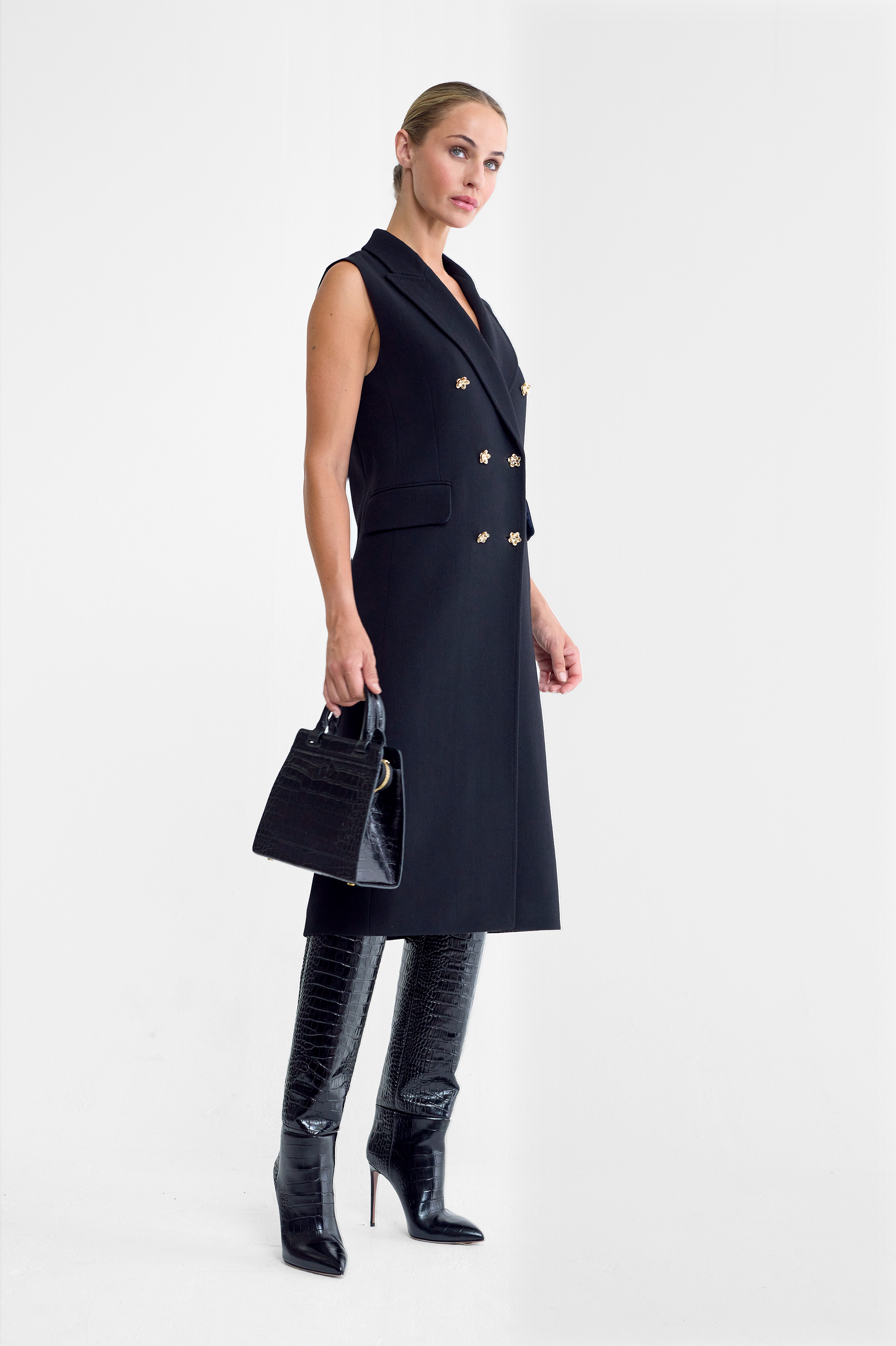 Lulu Black Double-Breasted Waistcoat
