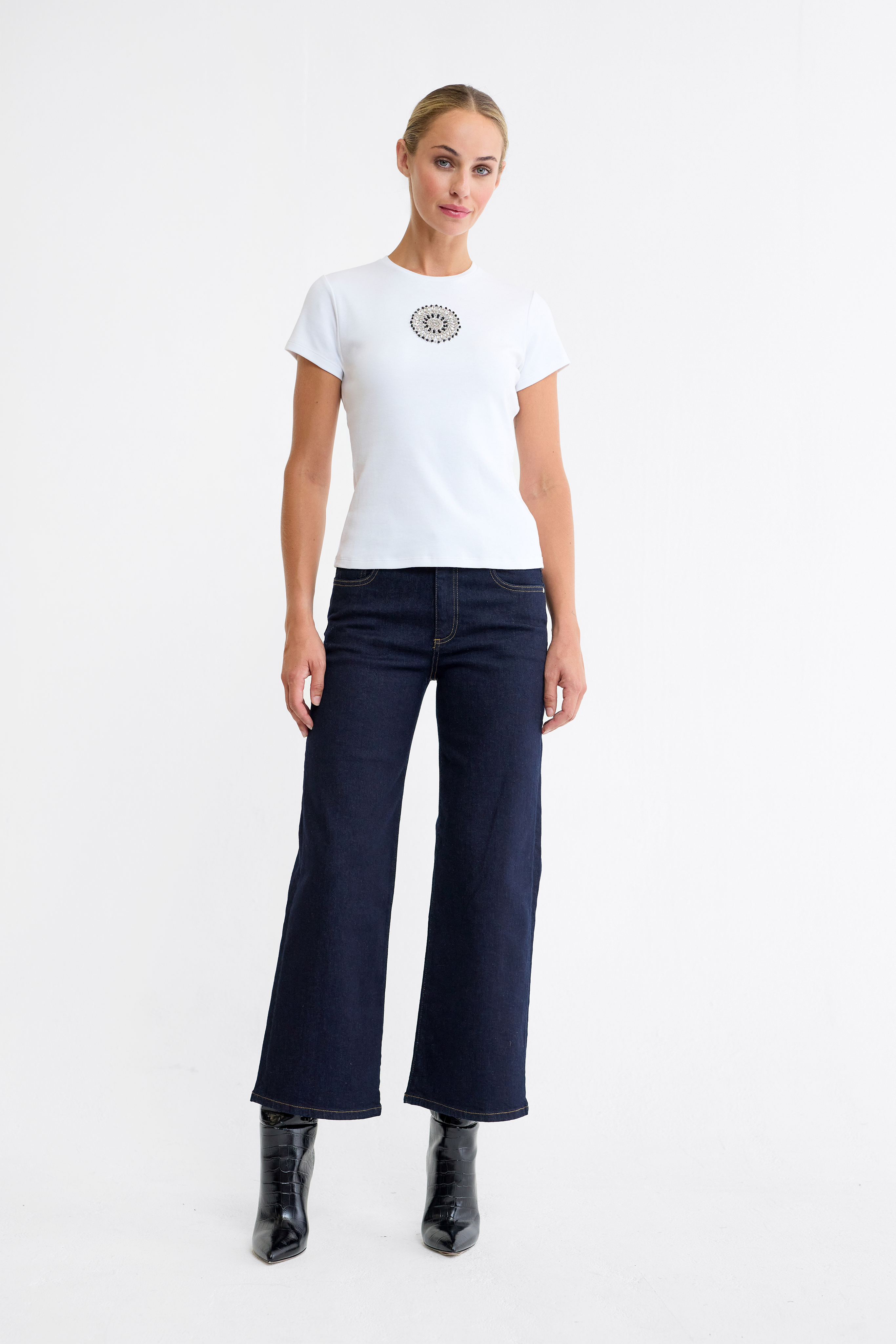 Lumina White Beaded T-Shirt