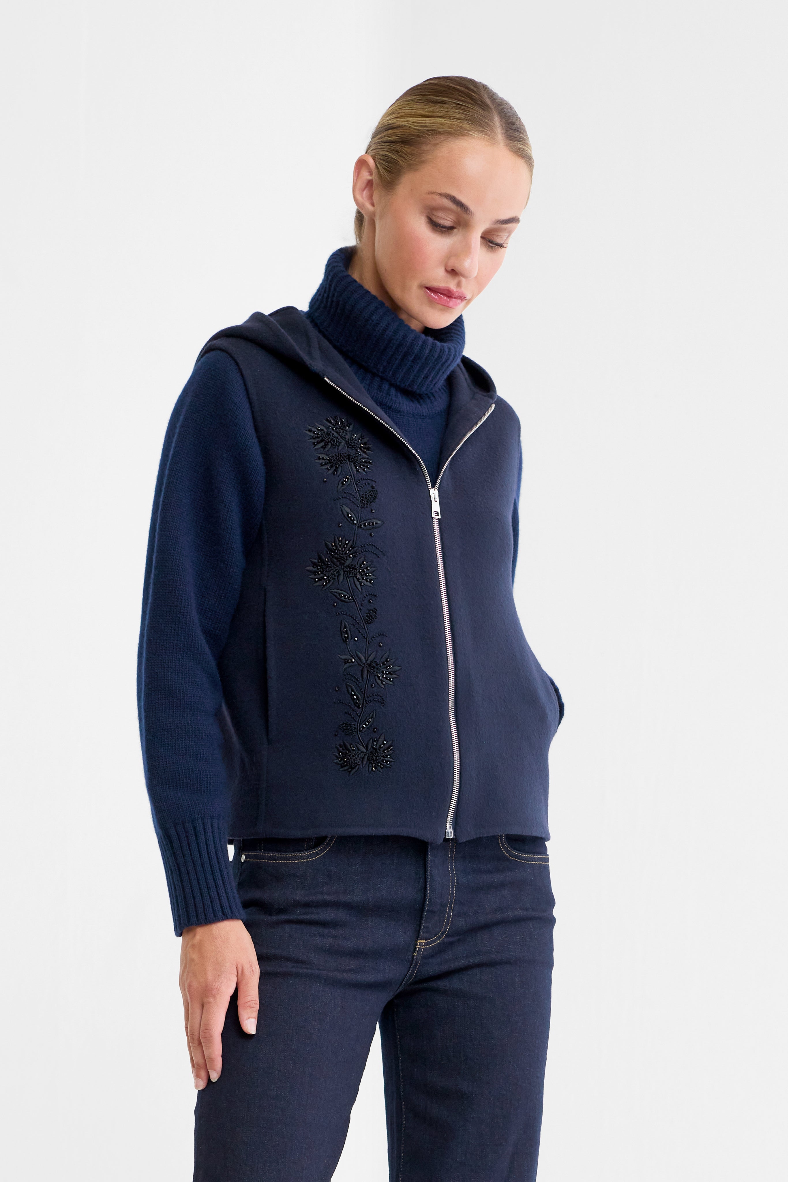 Madison Navy Double Face Wool Gilet