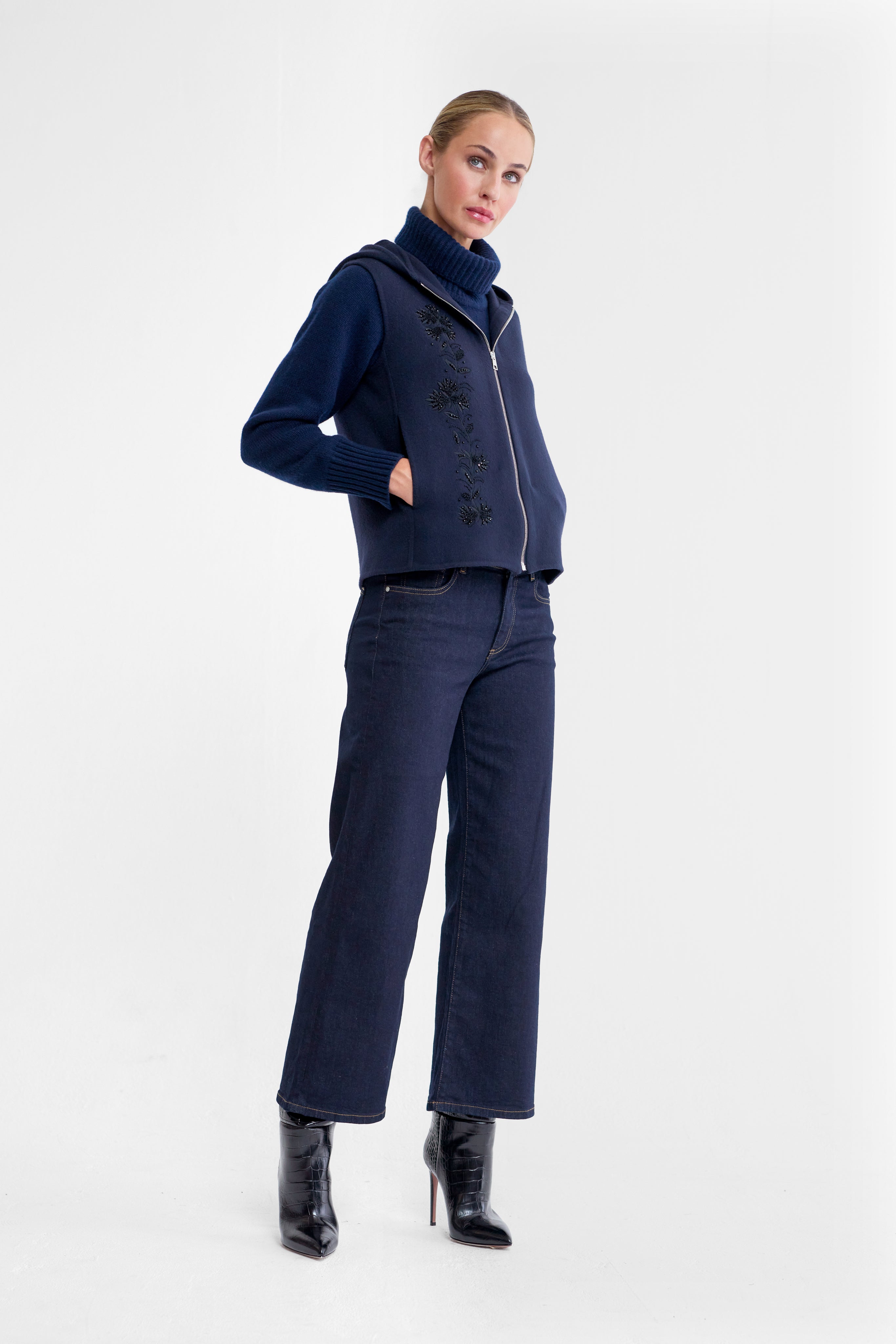 Madison Navy Double Face Wool Gilet