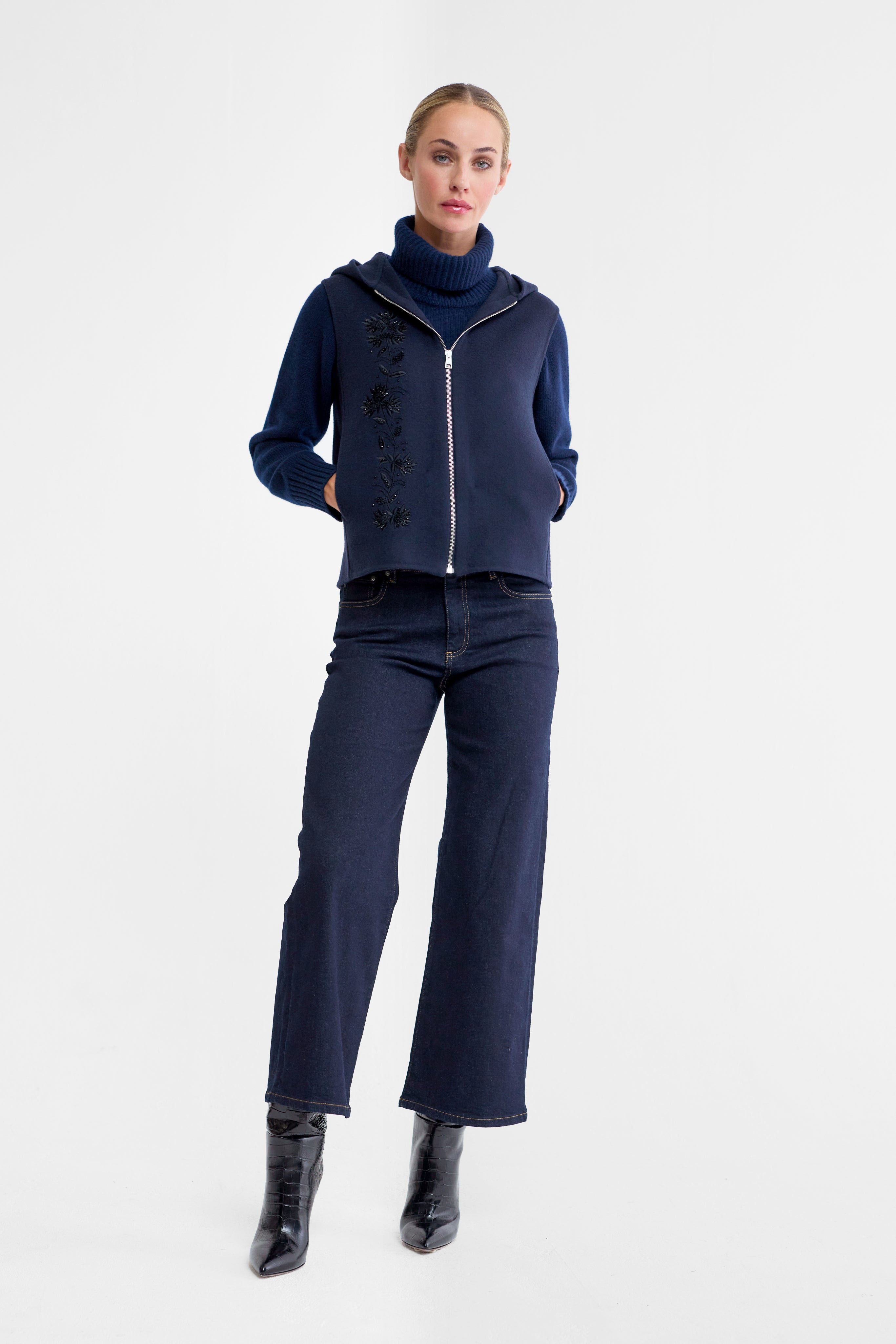 Madison Navy Double Face Wool Gilet