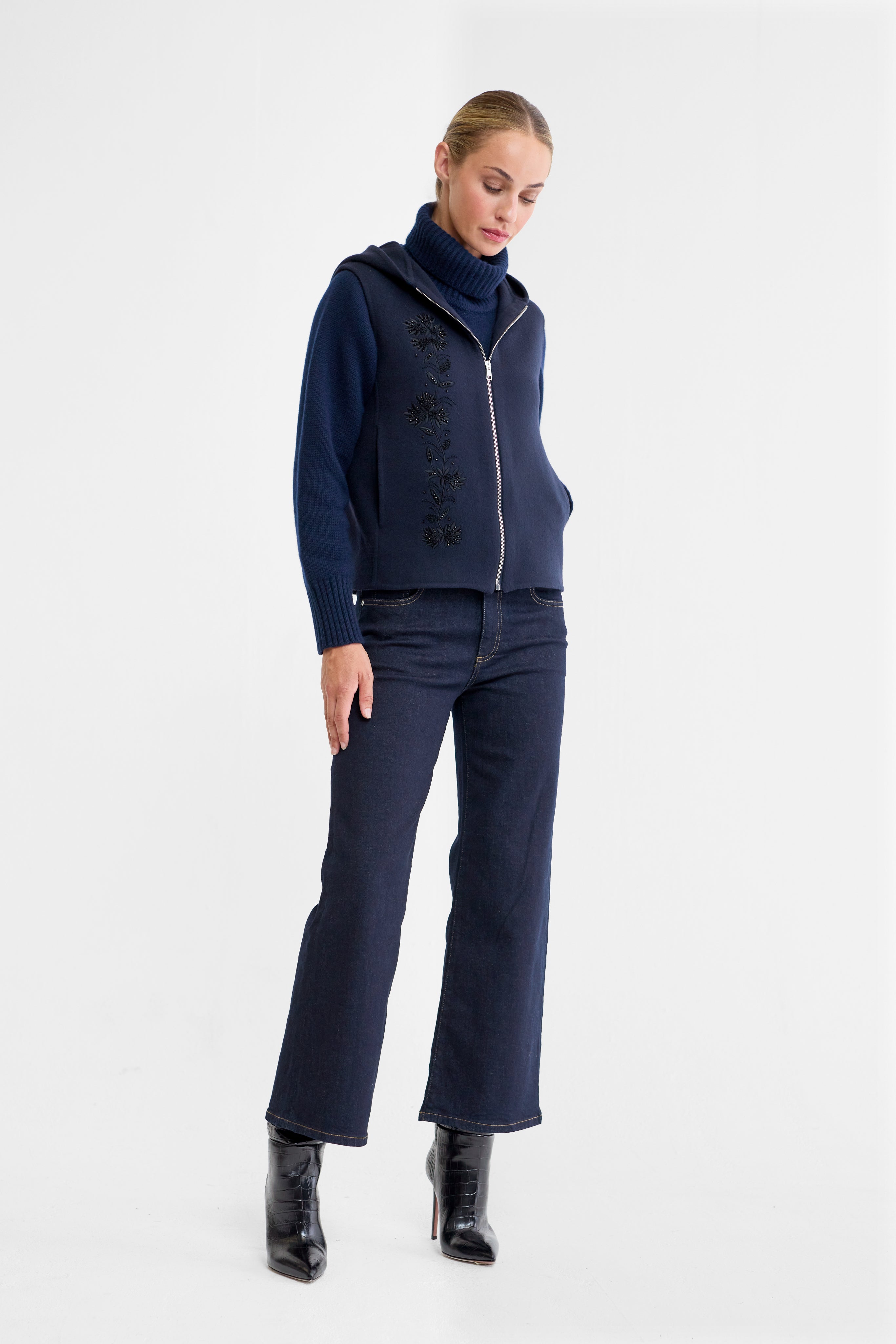 Madison Navy Double Face Wool Gilet