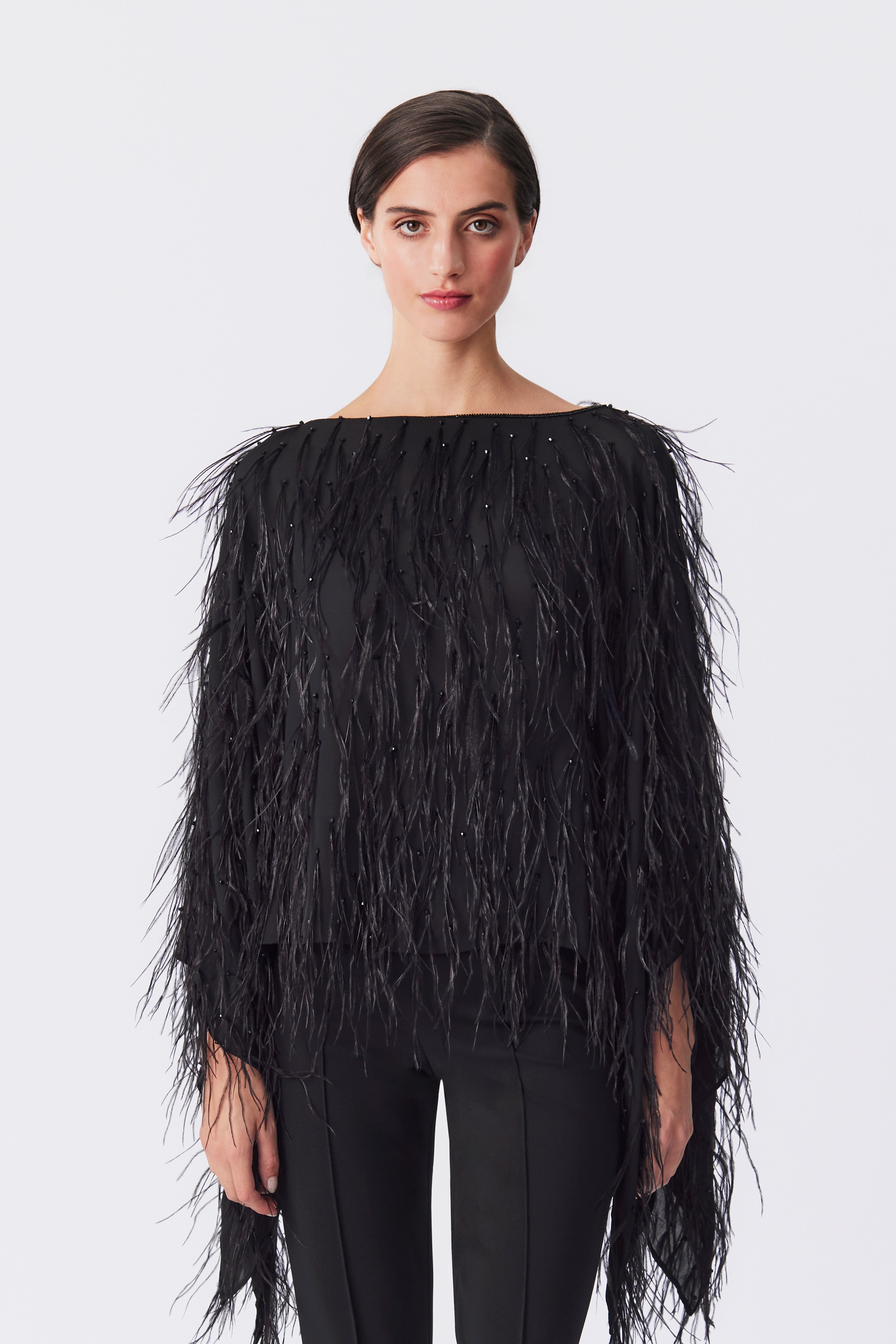 Margot Feather Embellished Top in Bright Pink