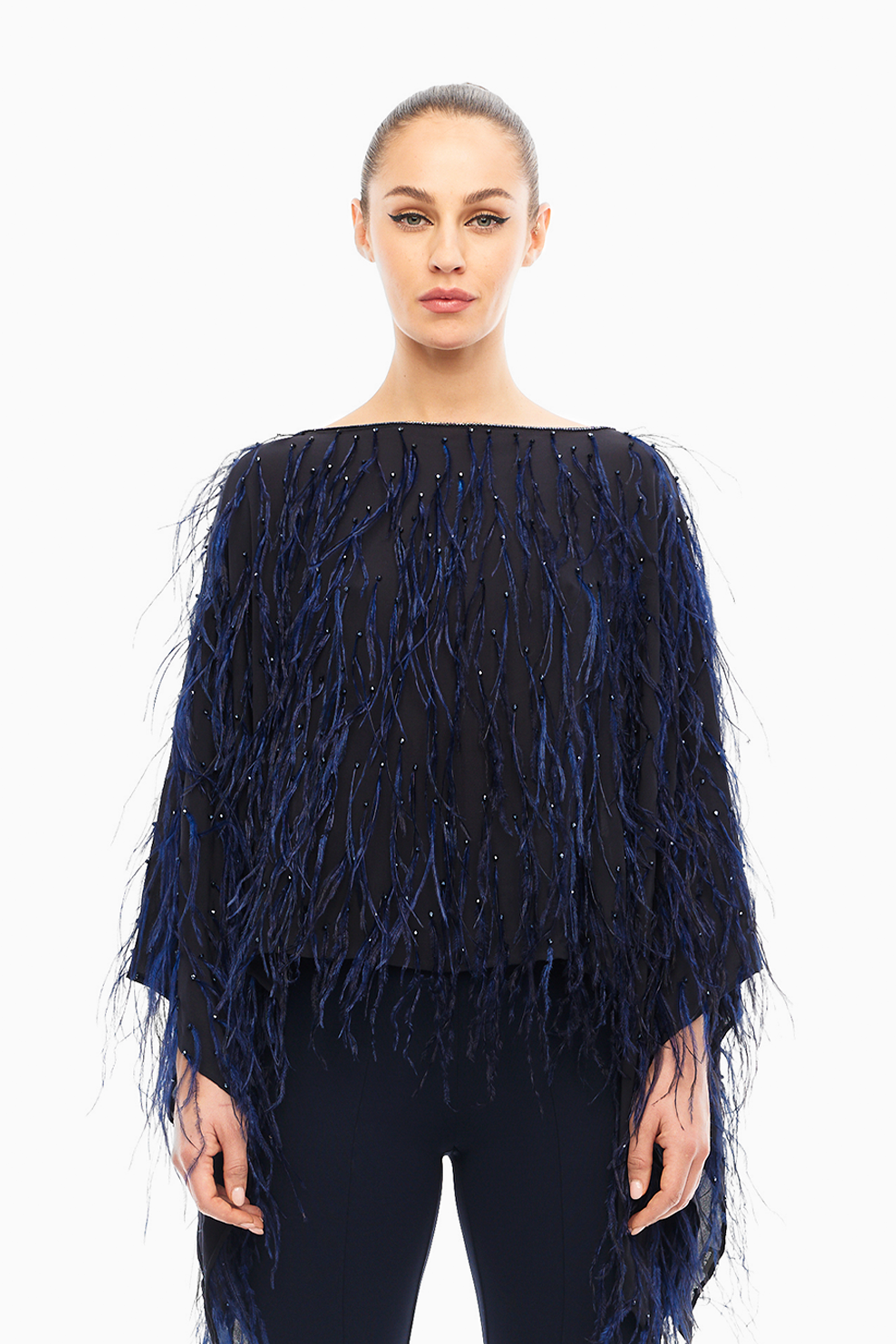 Margot Feather Embellished Top in Bright Pink