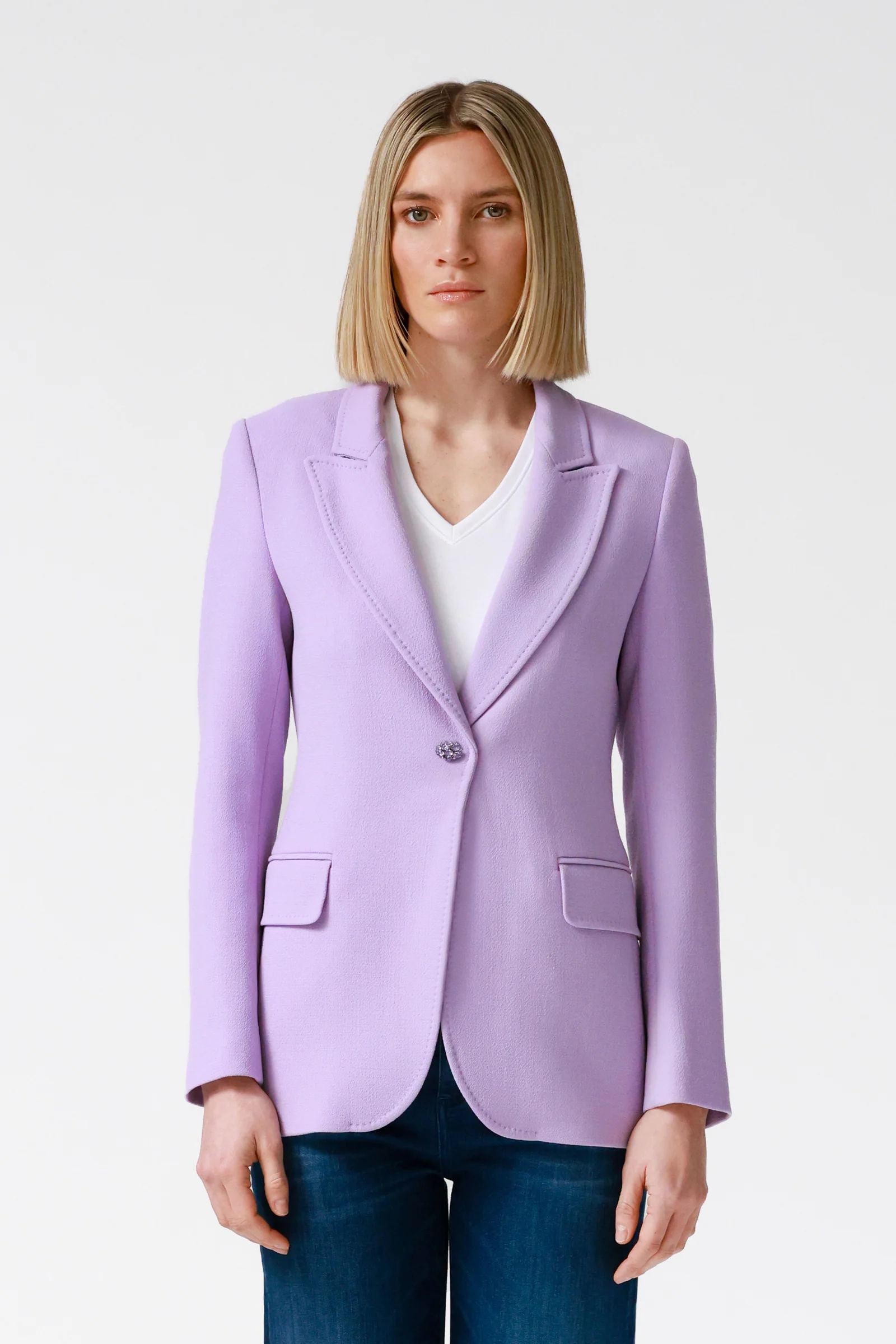 Marina Single-Breasted Wool Blazer in Pink