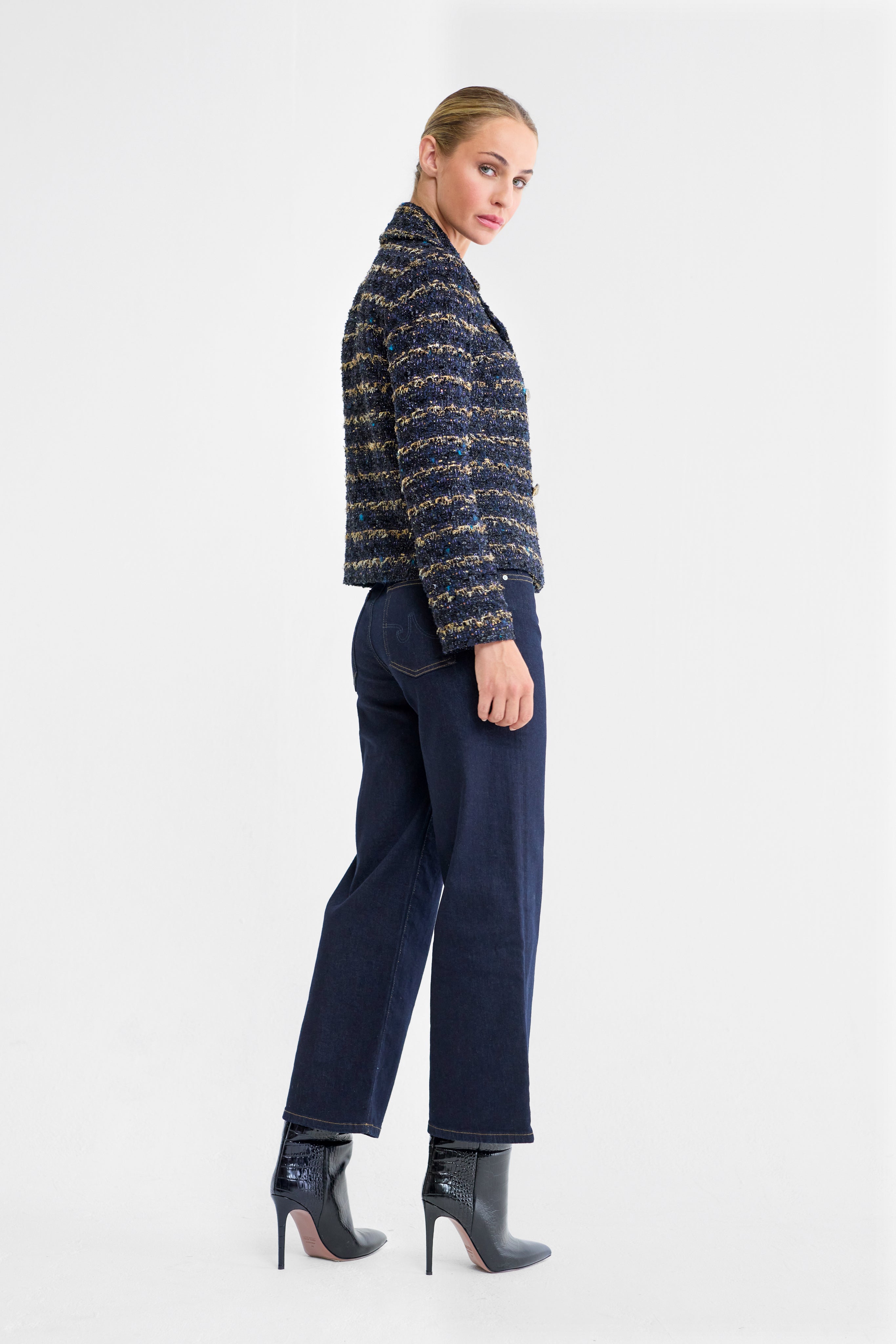 Marlene Navy and Gold Tweed Jacket