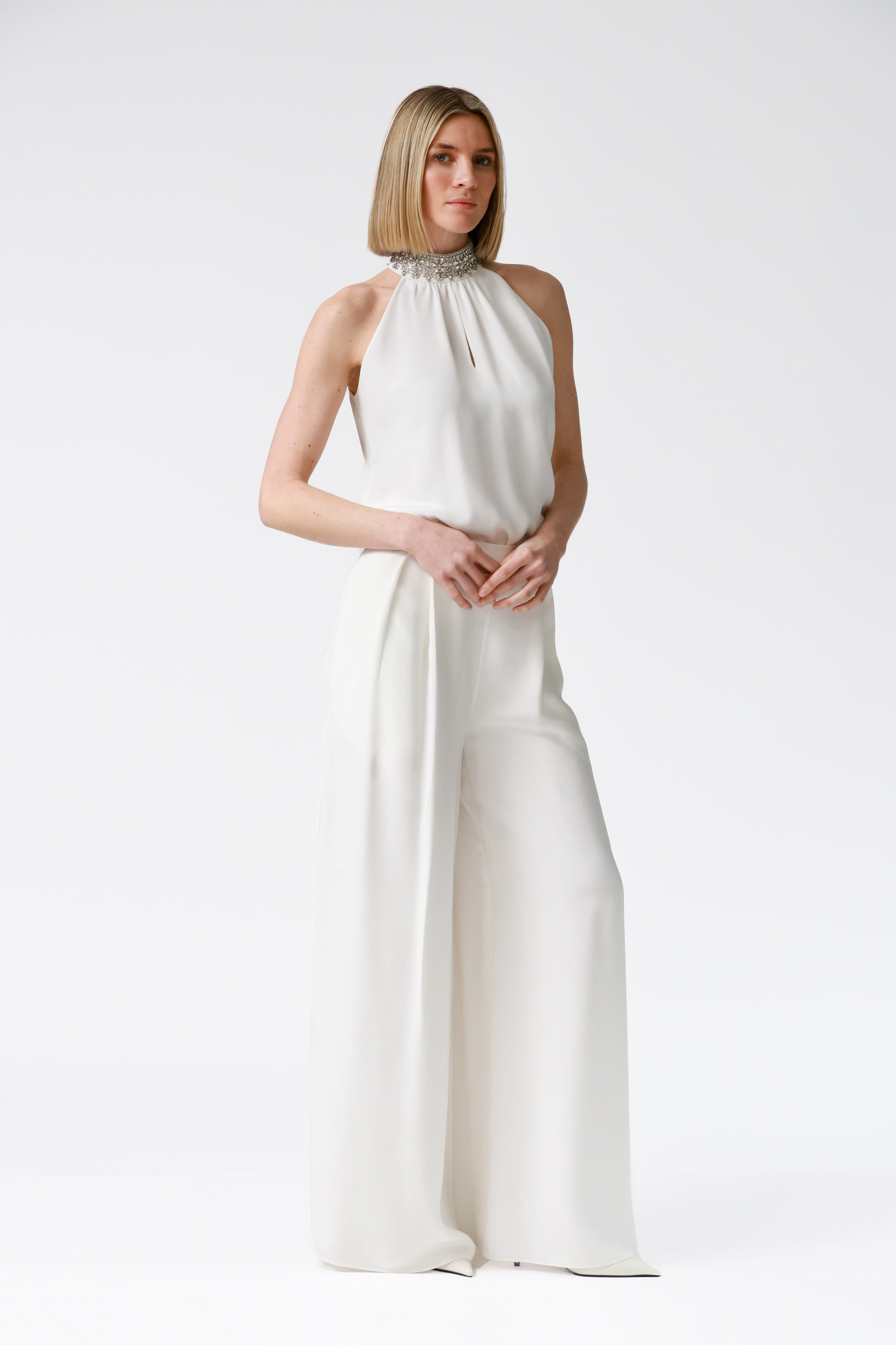 Noor Embellished Halterneck in Ivory