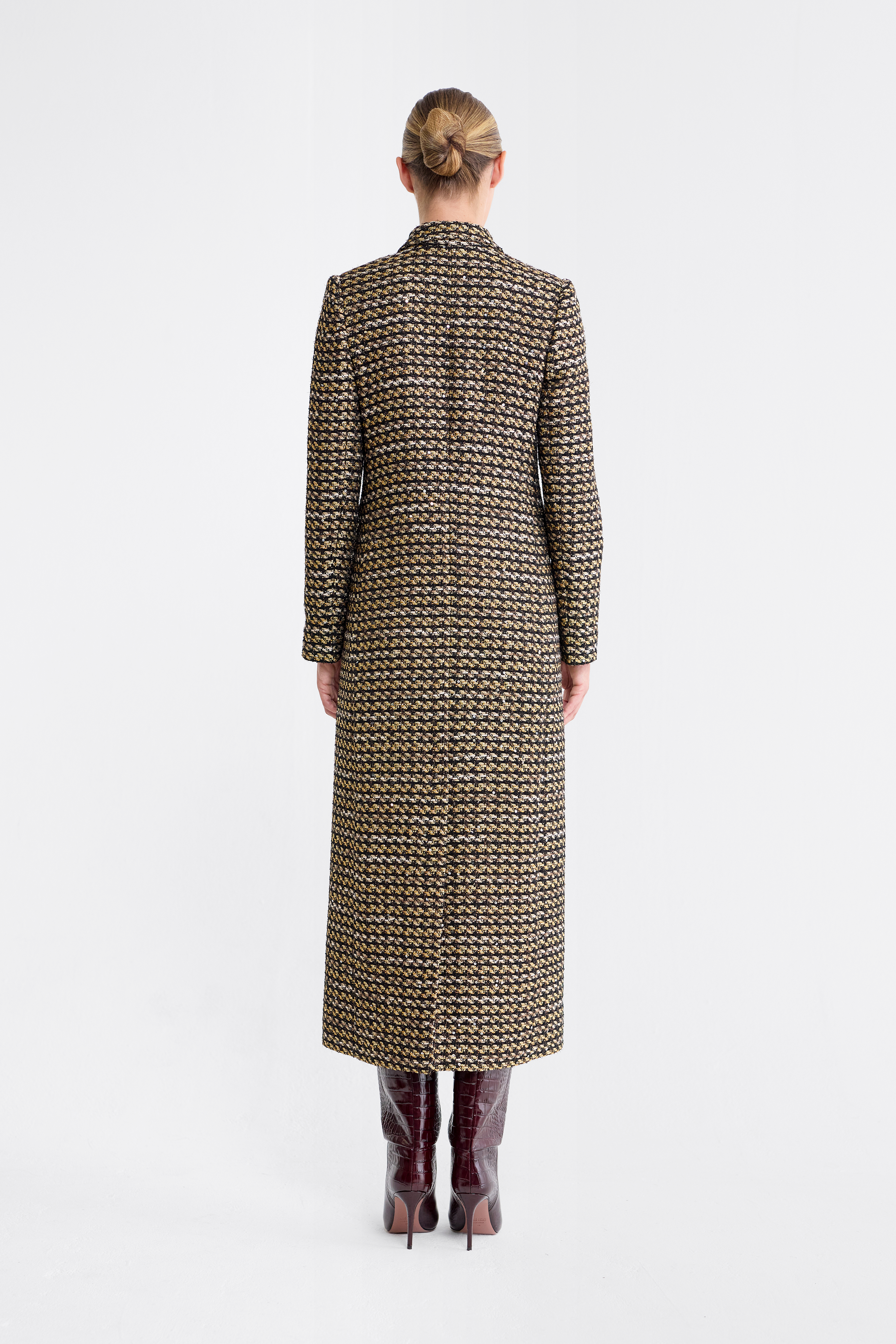 Mia Black Lurex Tweed Coat