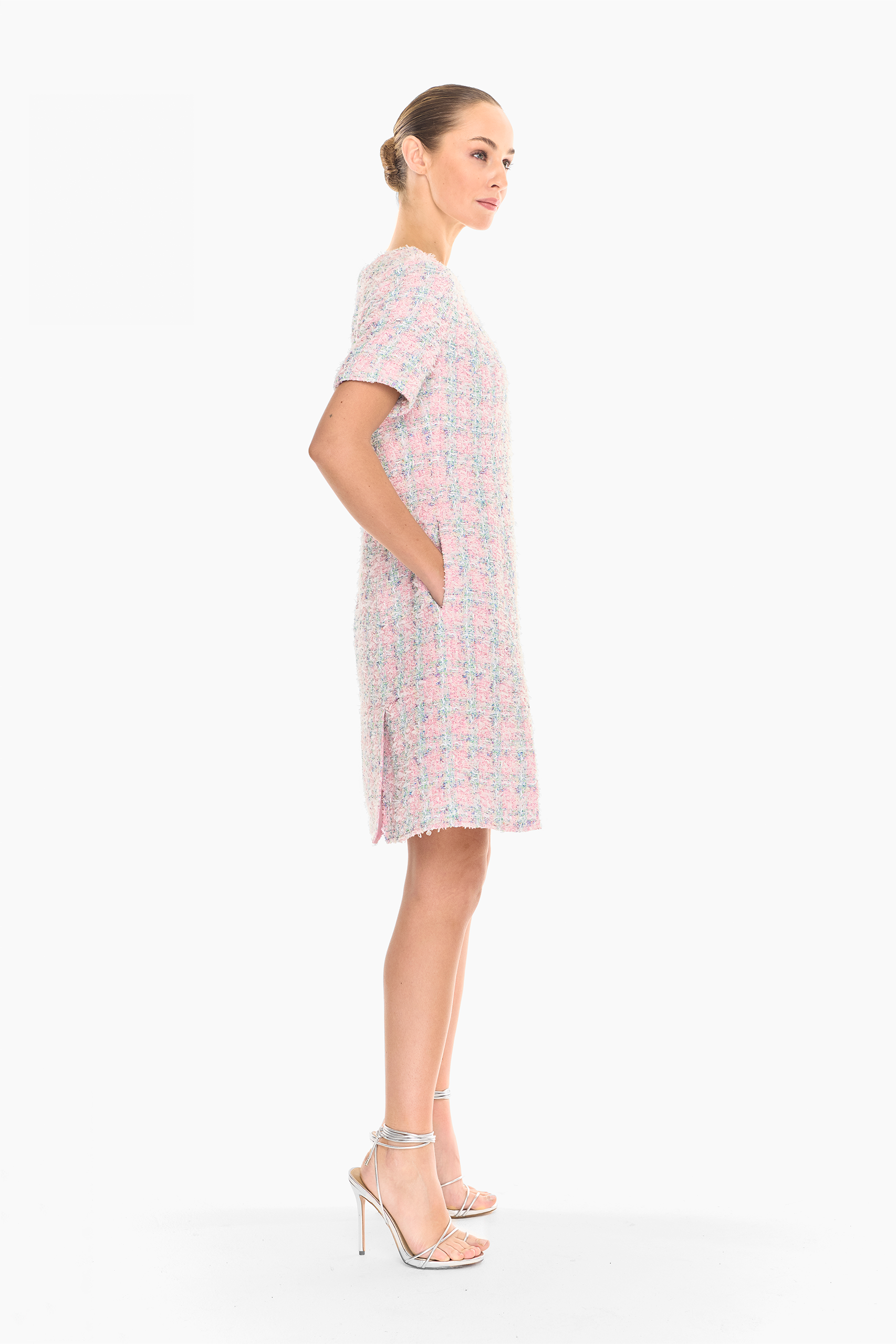 Nika Tweed Peplum Hem Dress