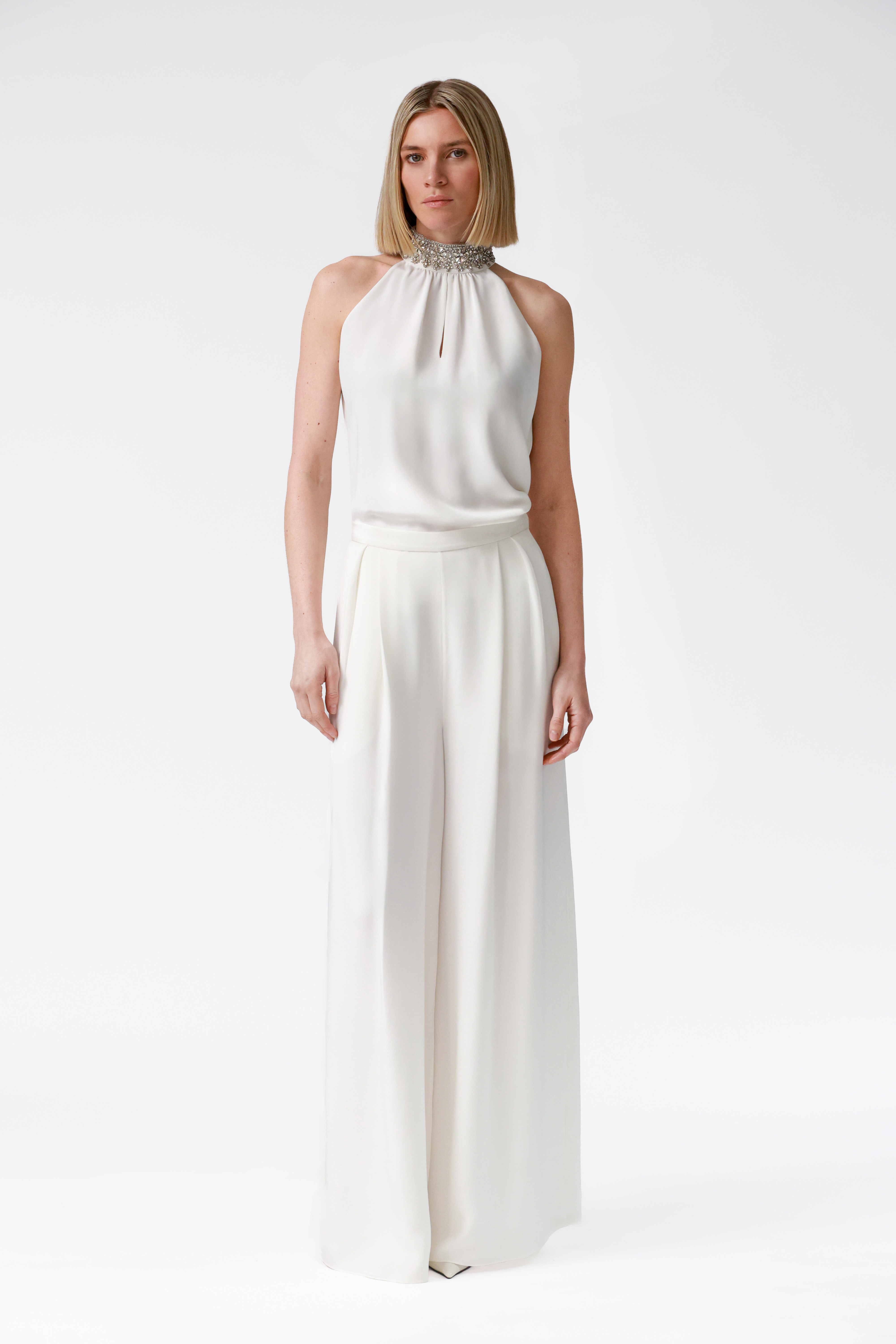 Noor Embellished Halterneck in Ivory