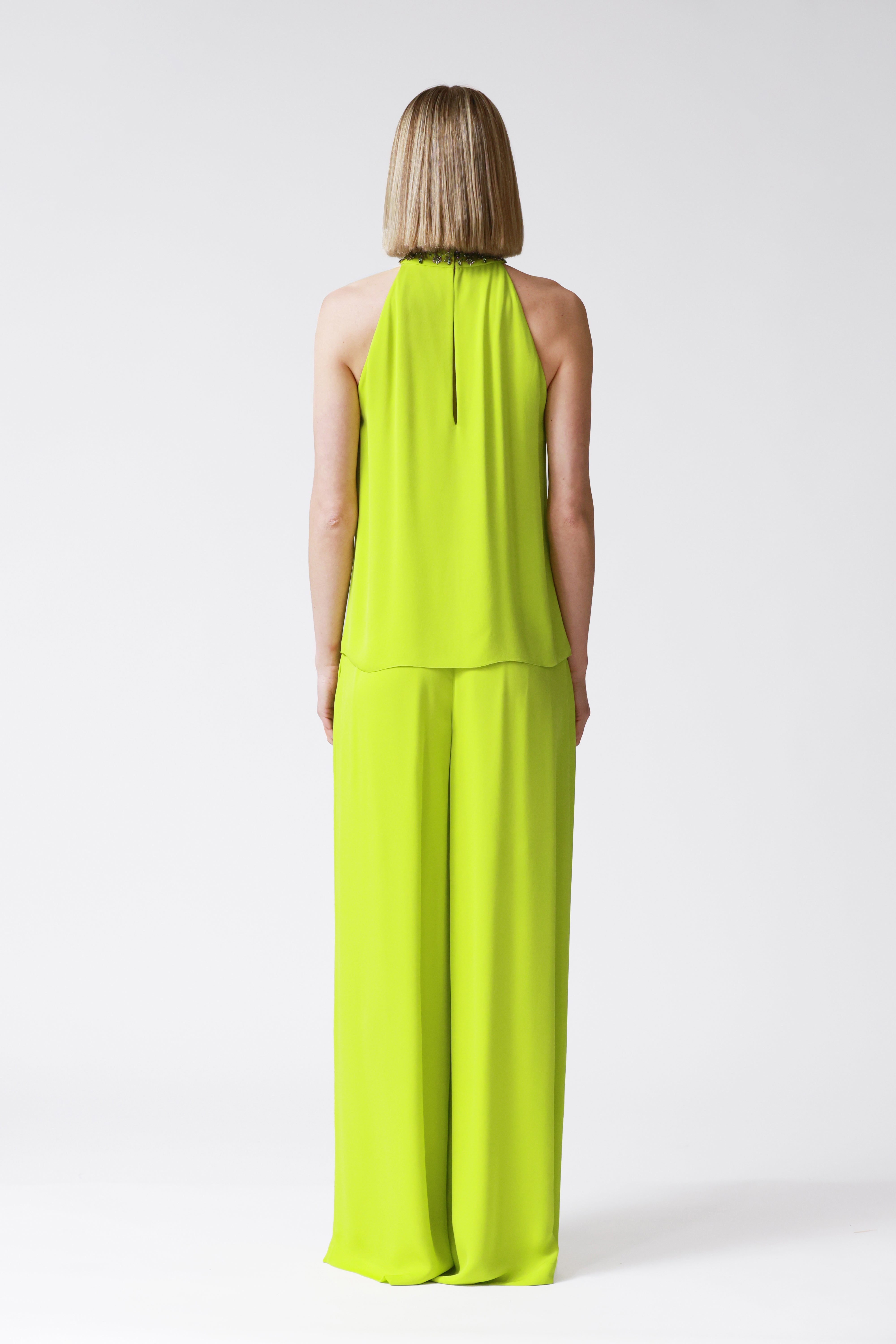 Noor Embellished Halterneck in Lime