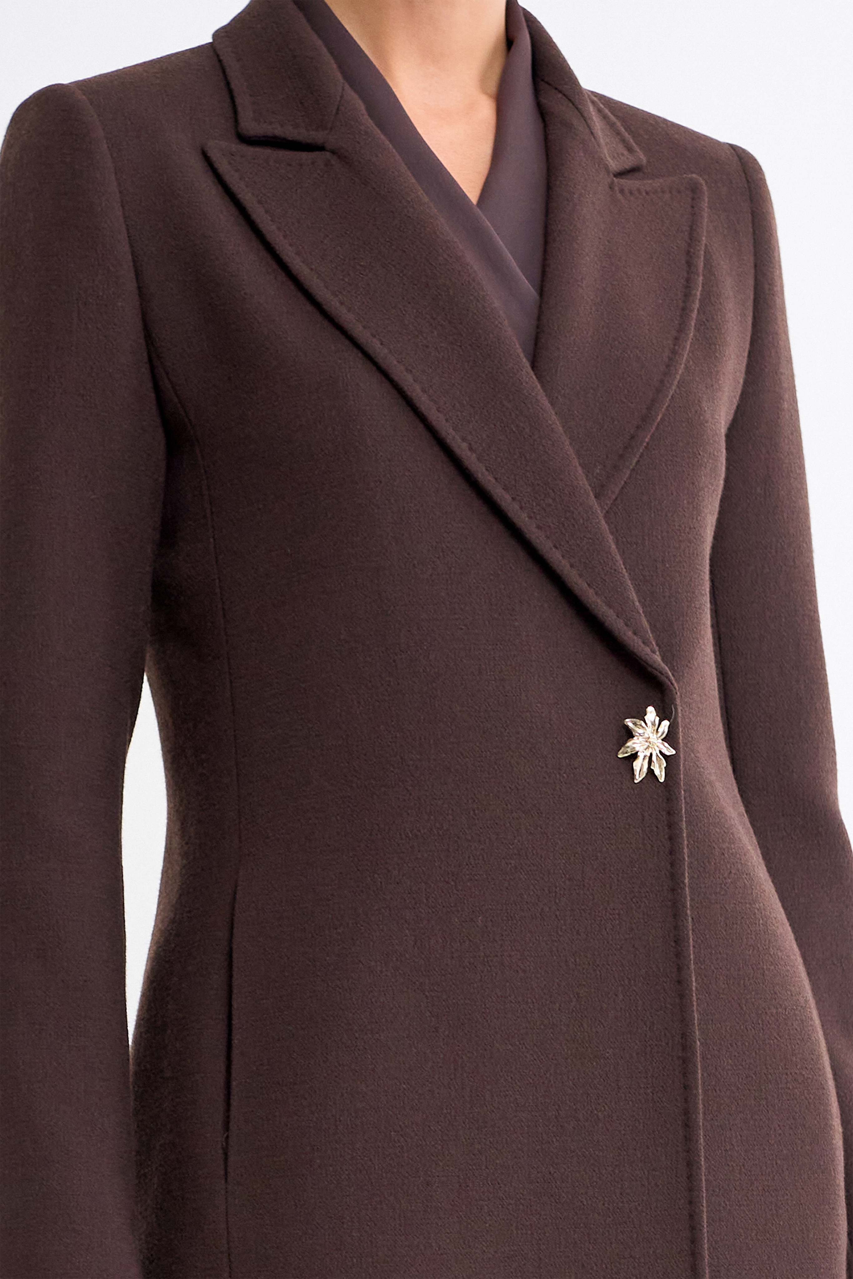 Olivia Single Breasted Wool Blazer in Espresso