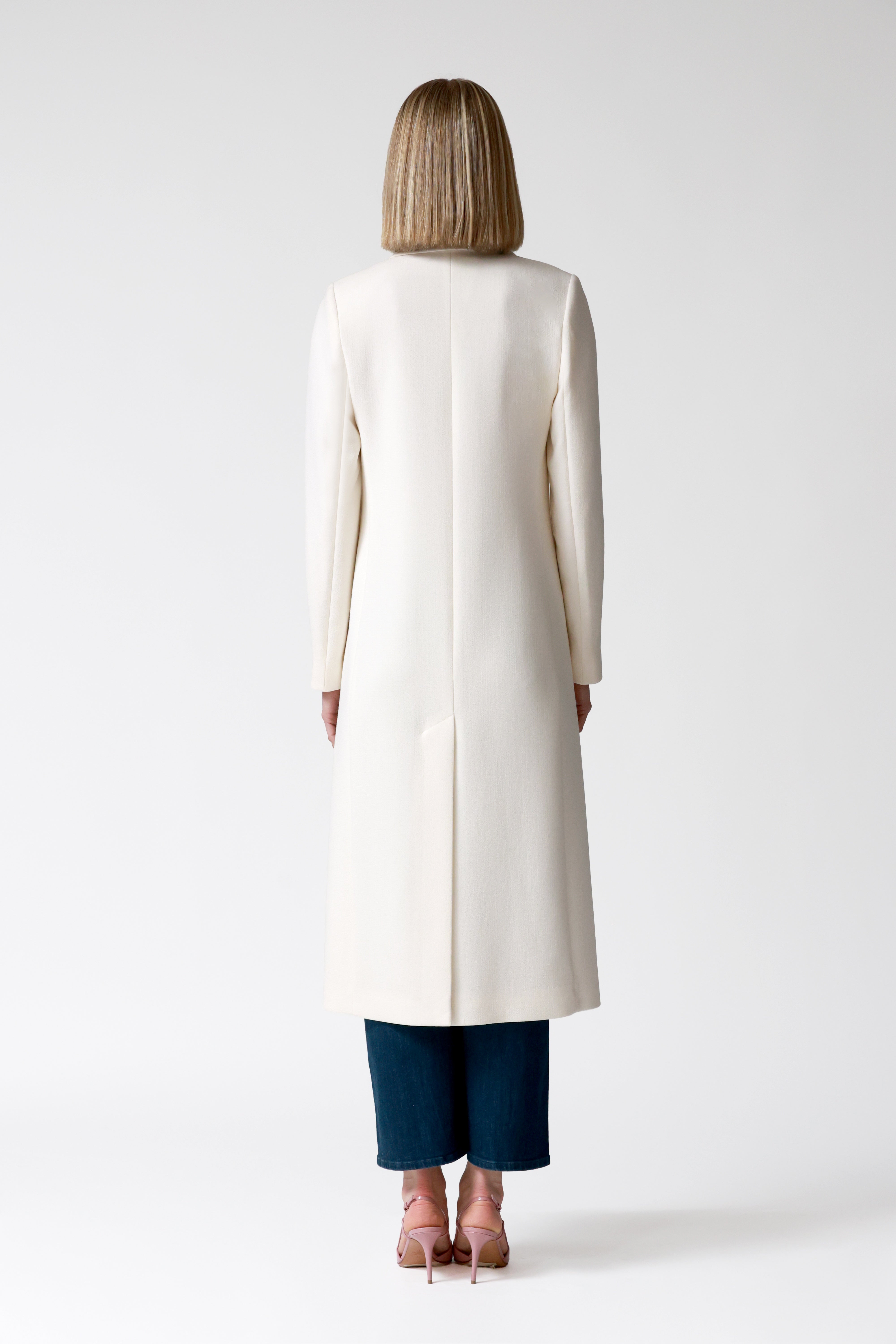 Oria Ivory Single-Breasted Wool Coat