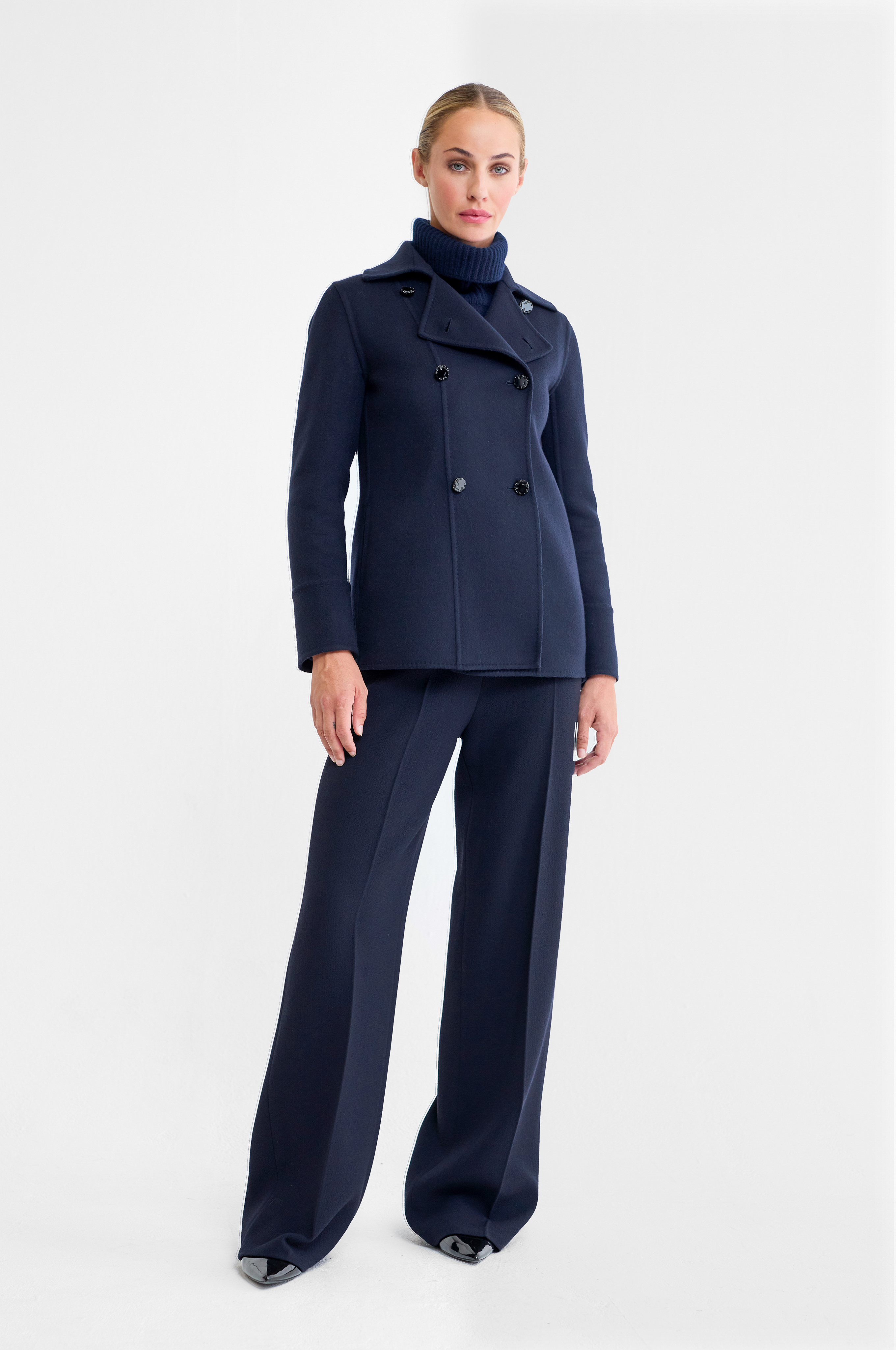Paige Double Breasted Wool Jacket in Navy