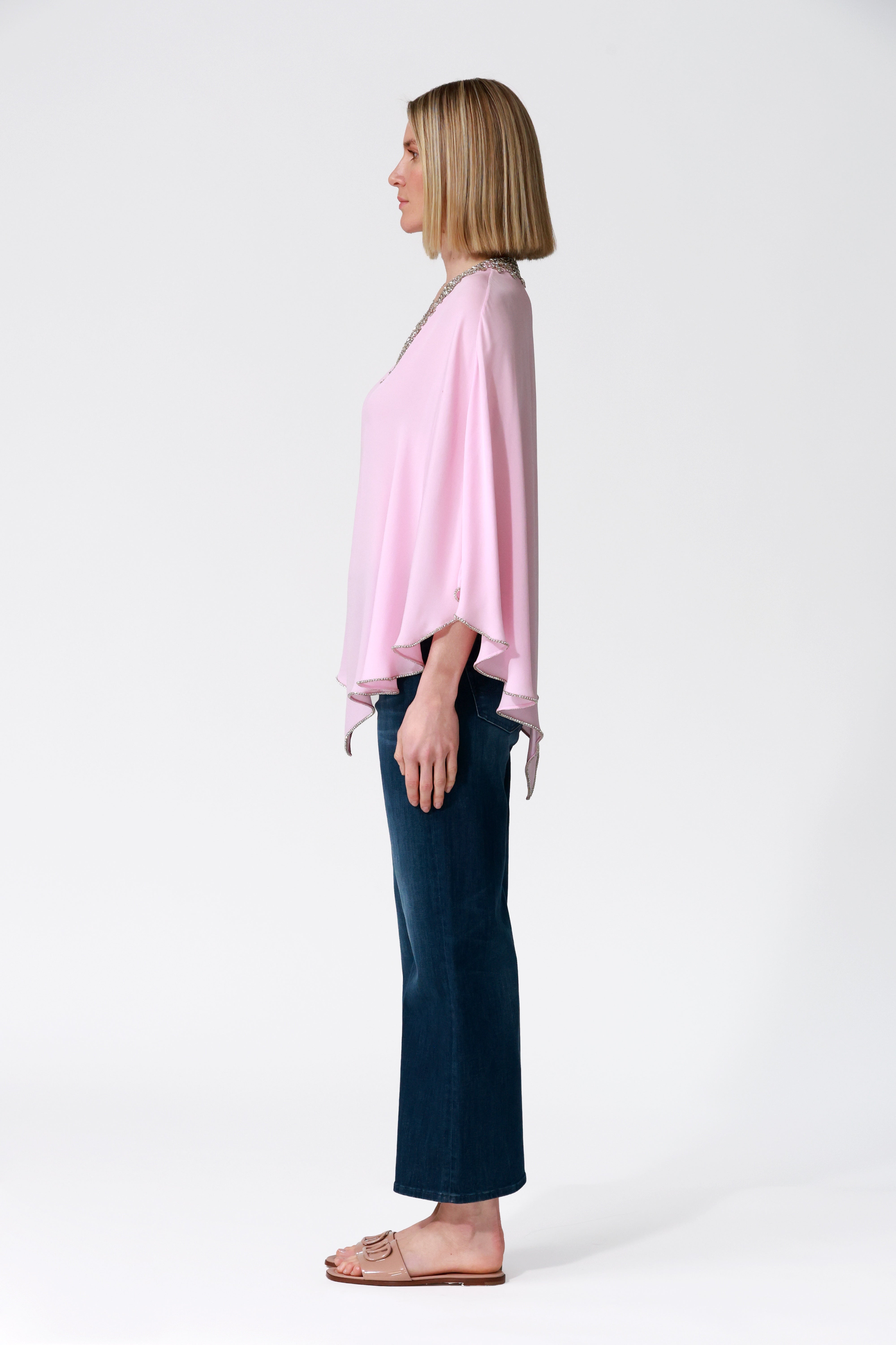 Fifi Silk Kaftan in Pale Pink