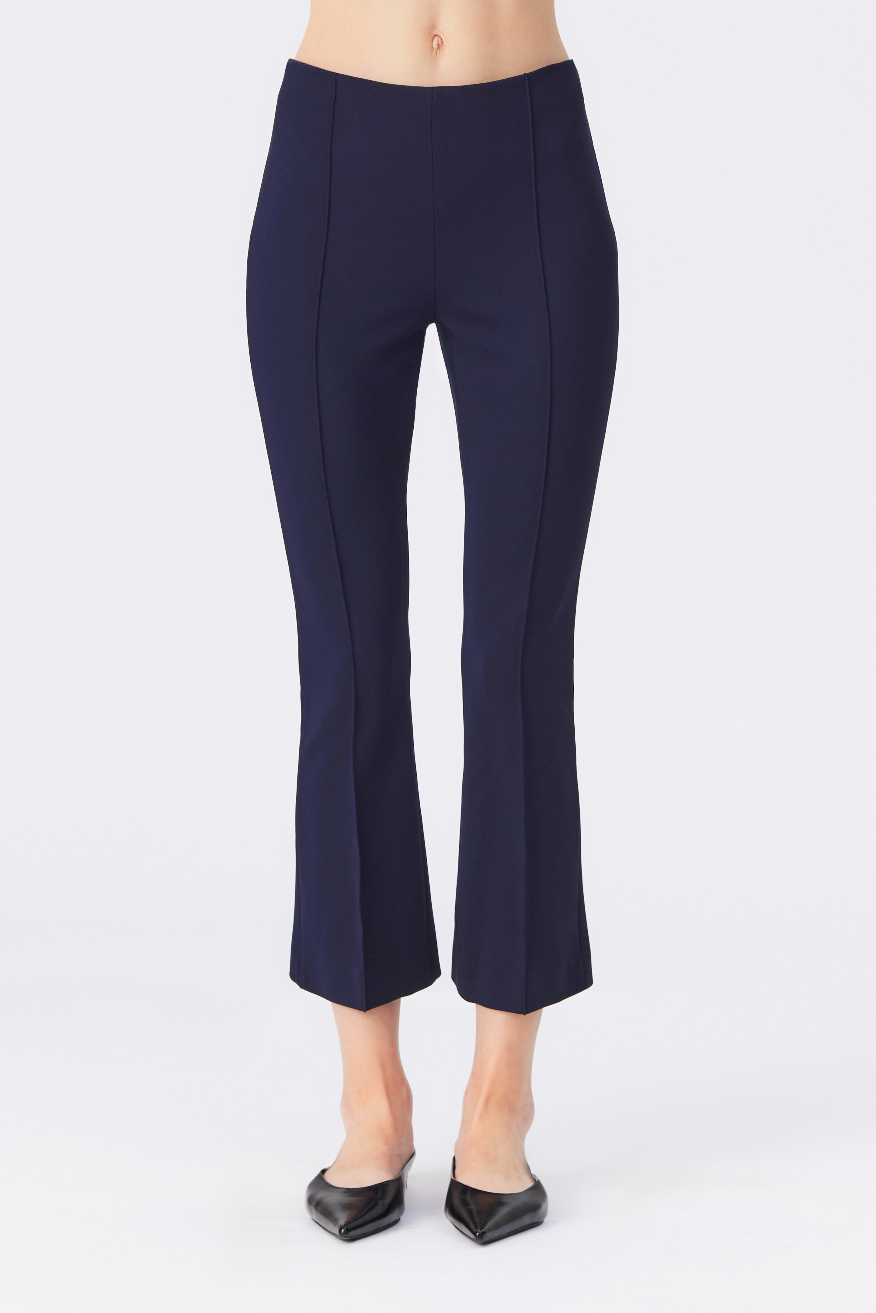 Piper Cropped Flare Jersey Trouser in Navy