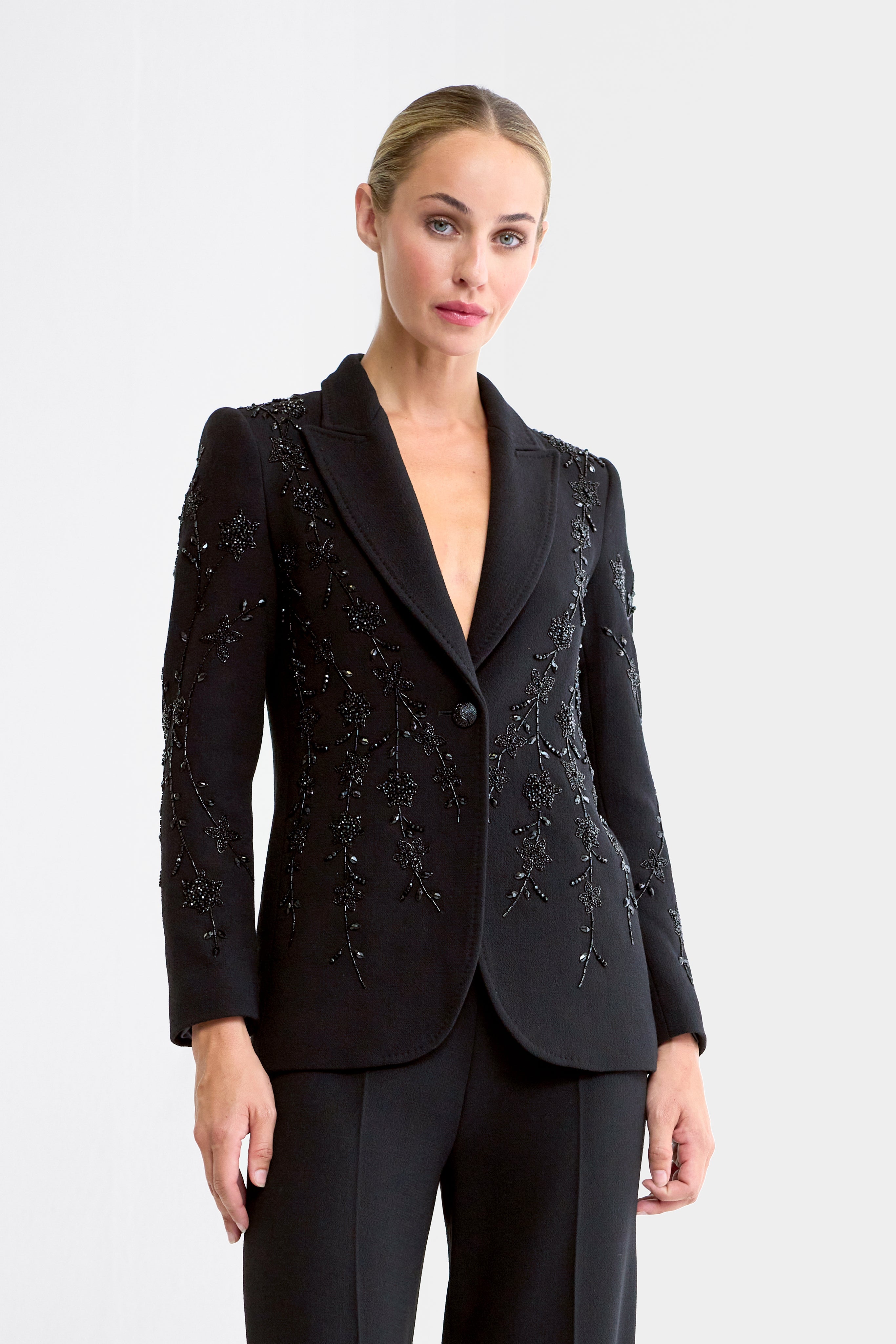 Pippa Embellished Wool Blazer in Black