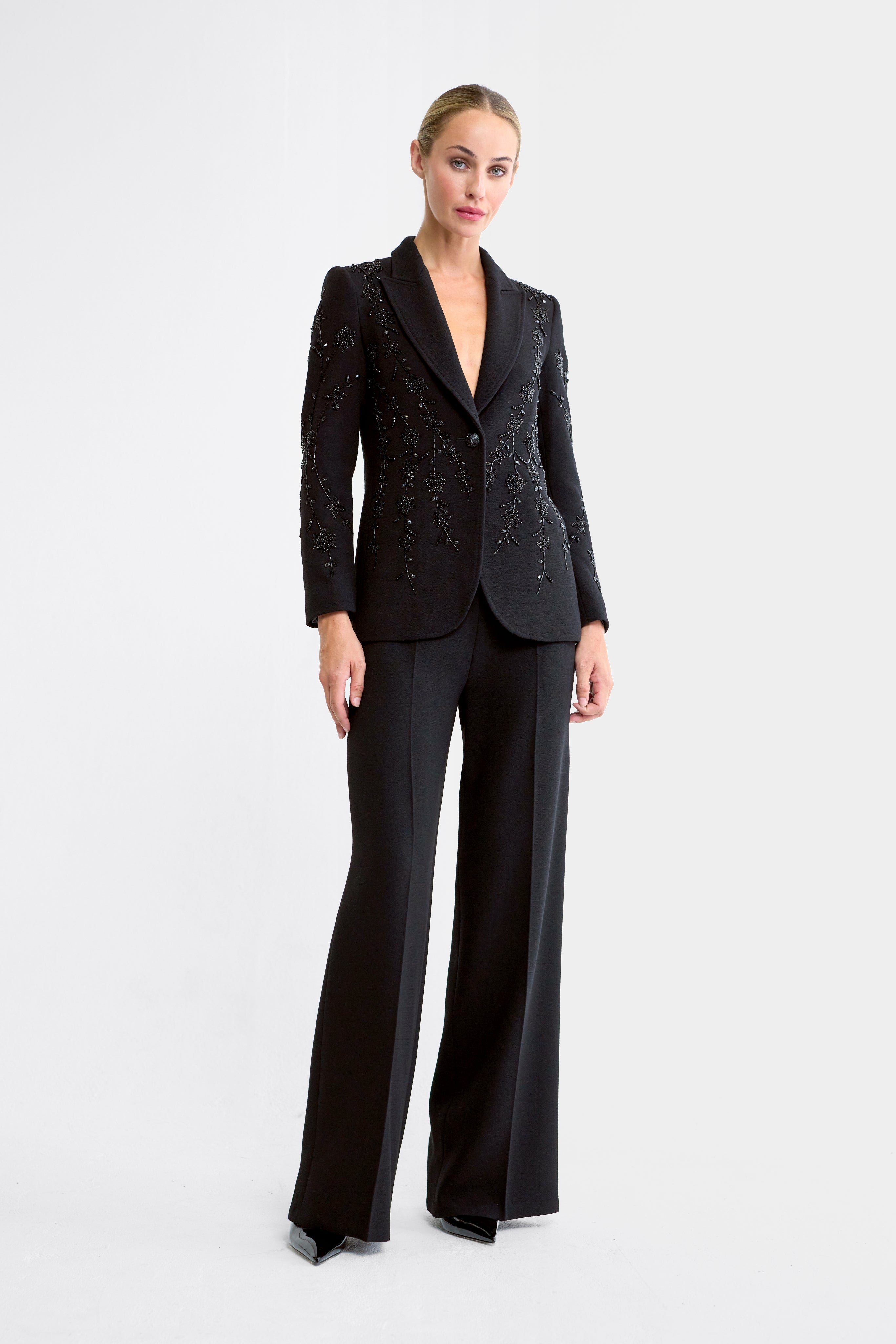 Pippa Embellished Wool Blazer in Black
