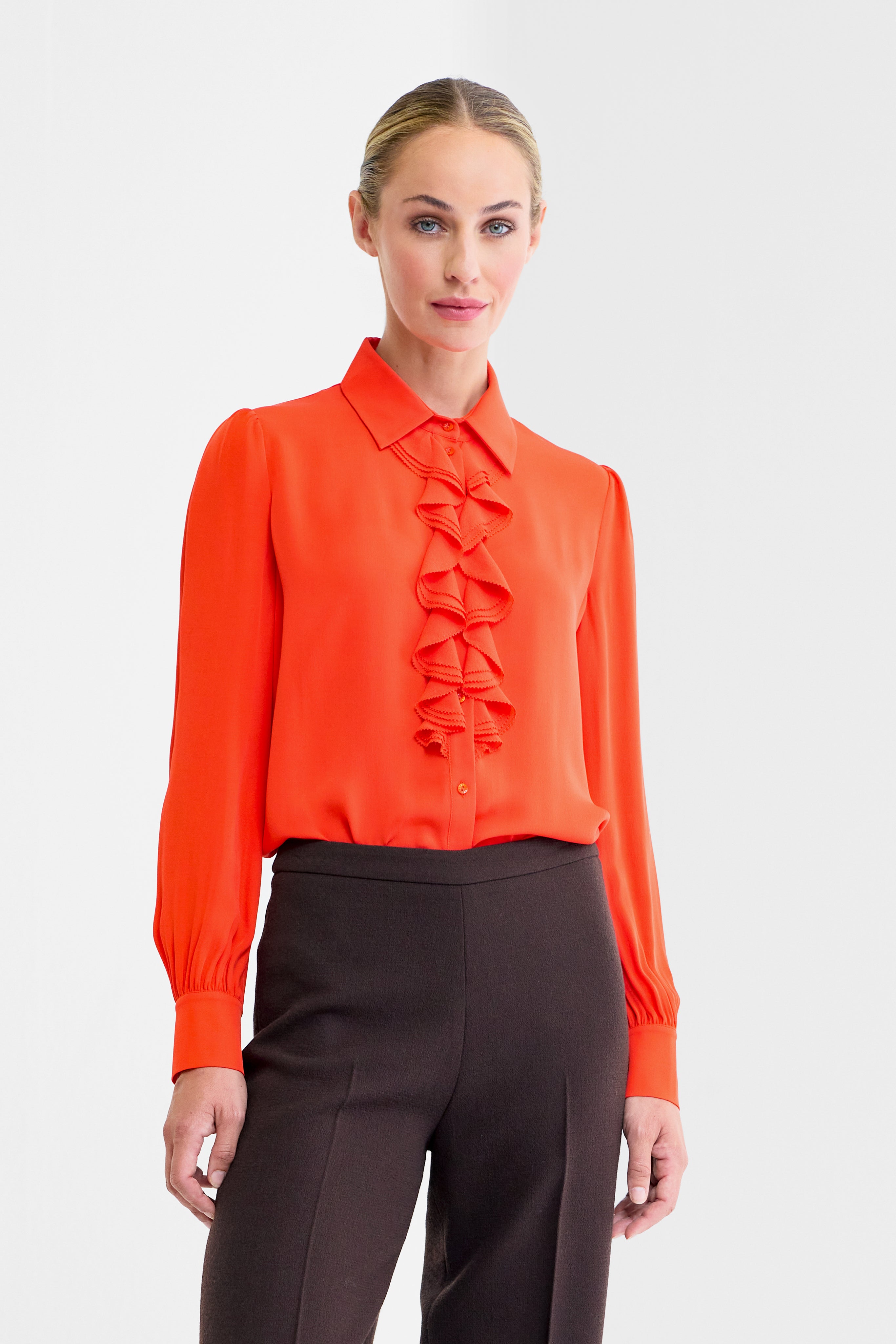 Saffron Silk Double Georgette Blouse