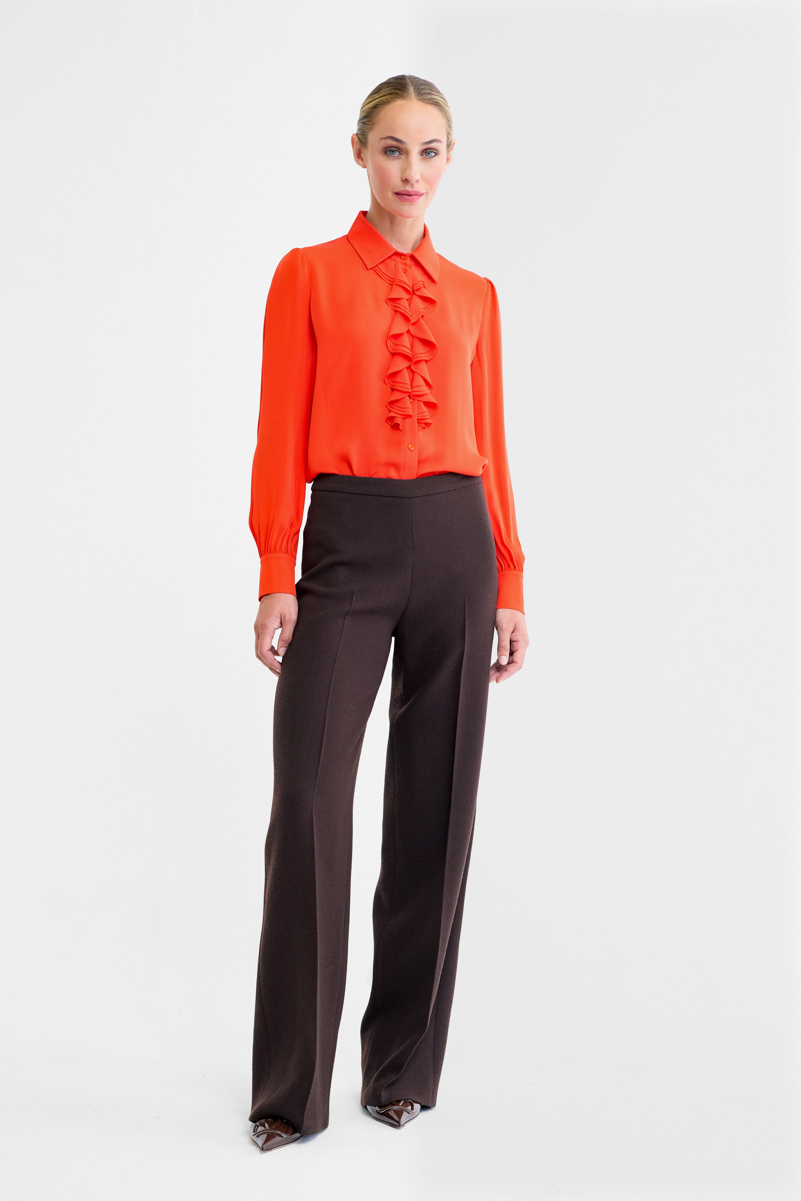 Saffron Silk Double Georgette Blouse