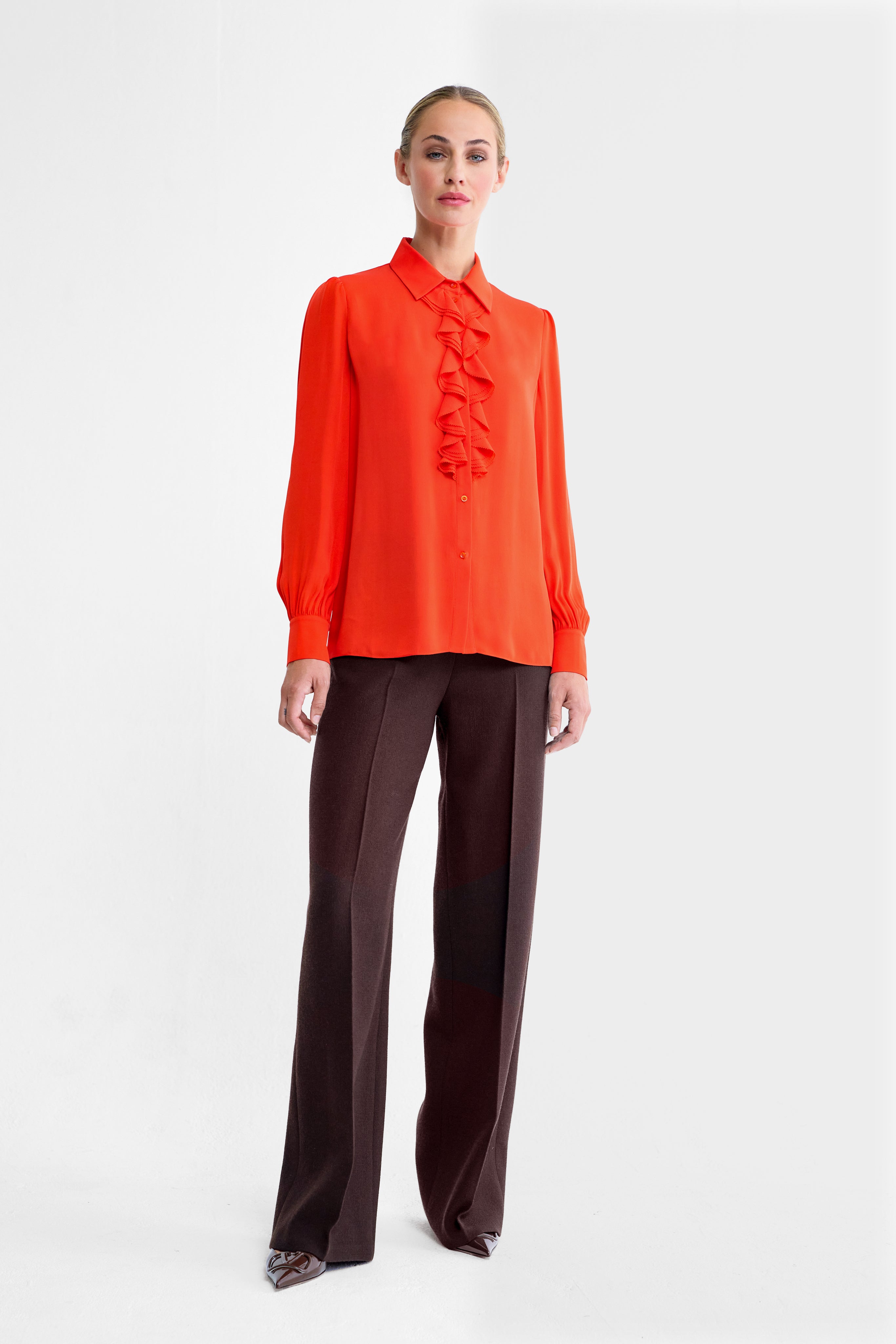 Saffron Silk Double Georgette Blouse
