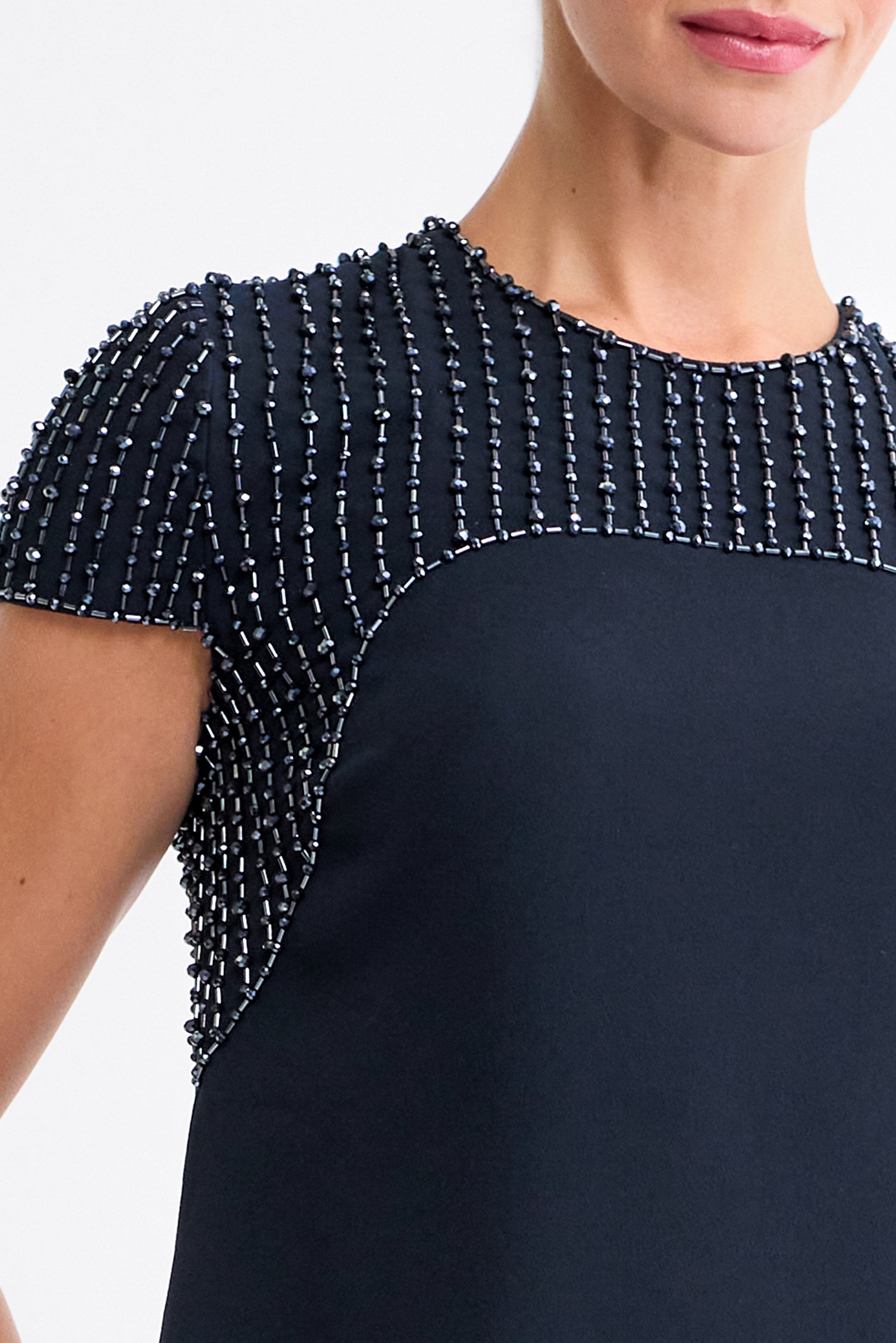 Selma Embellished Navy A-Line Dress