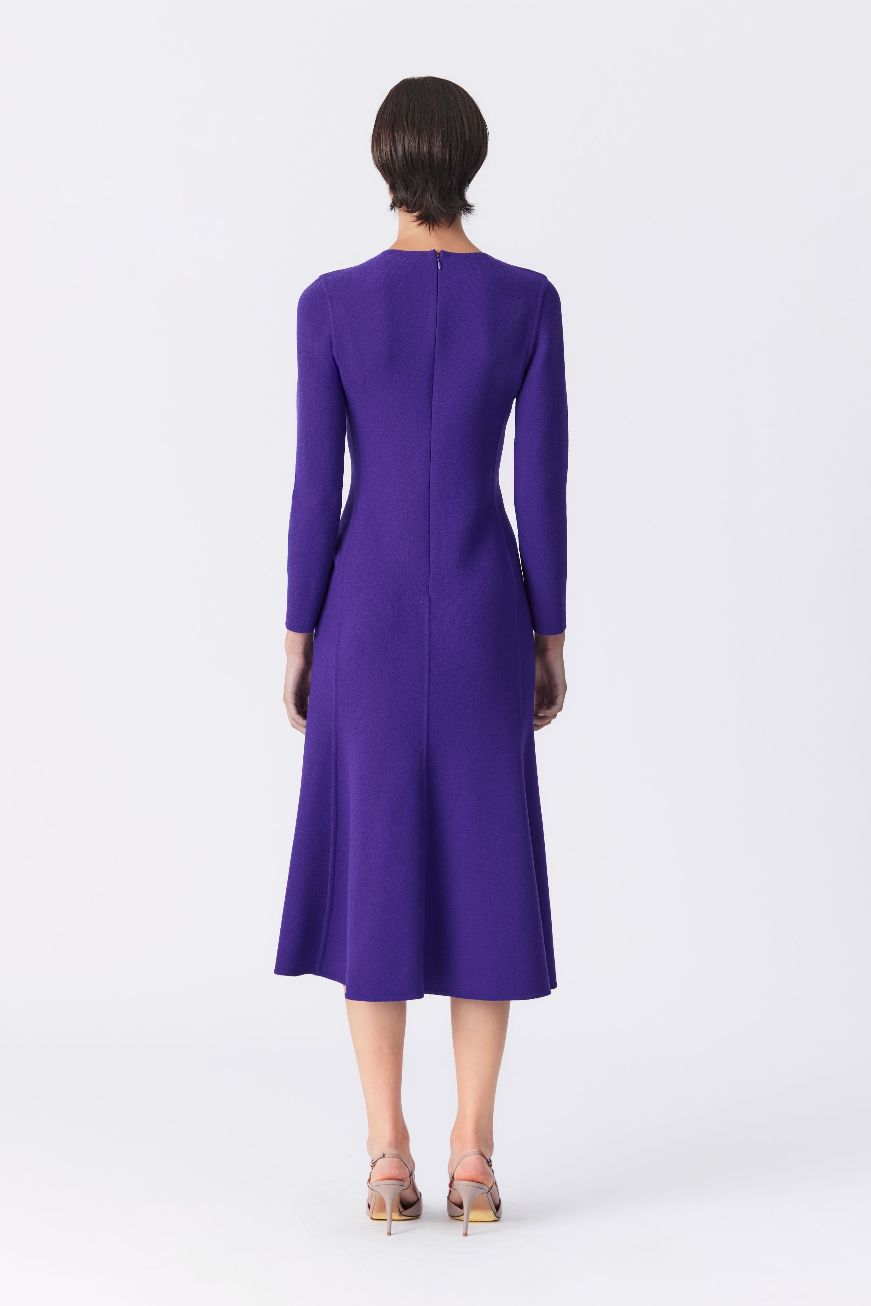 Simone Purple Long Sleeve Fit and Flare Dress