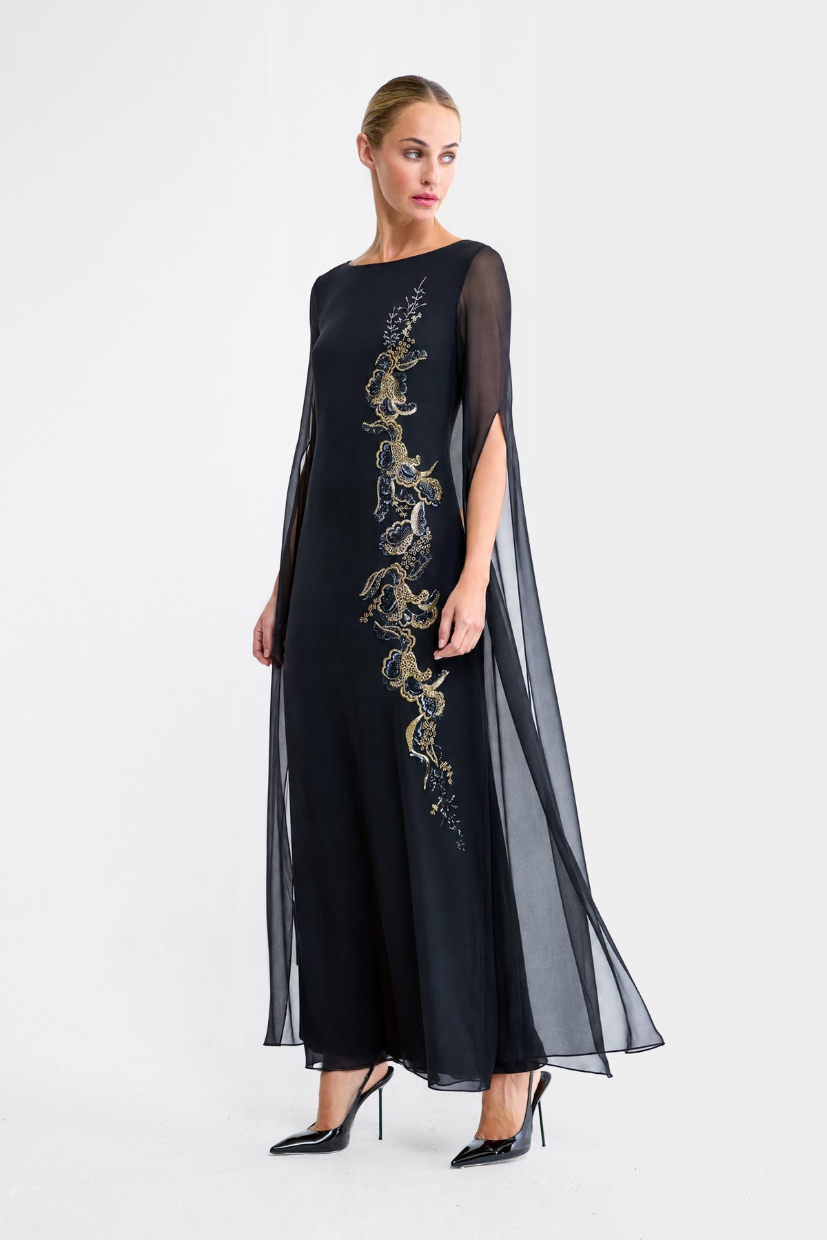 Uma Black Beaded Gown