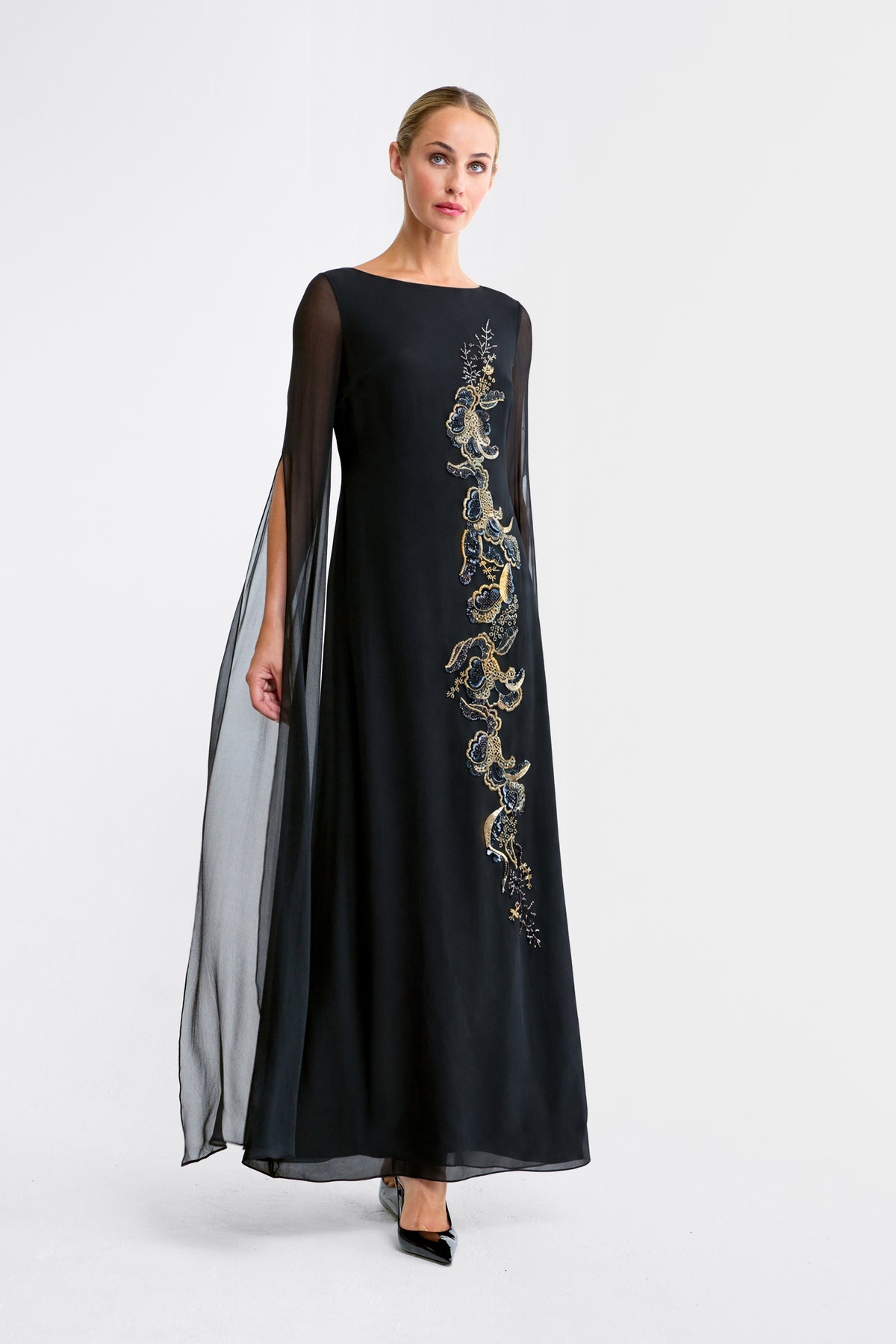 Uma Black Beaded Gown