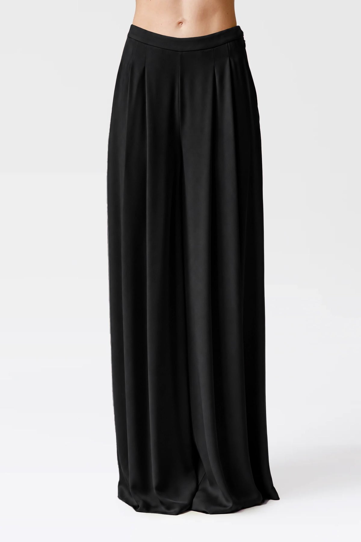 Yolanda Silk Palazzo Trousers in Black